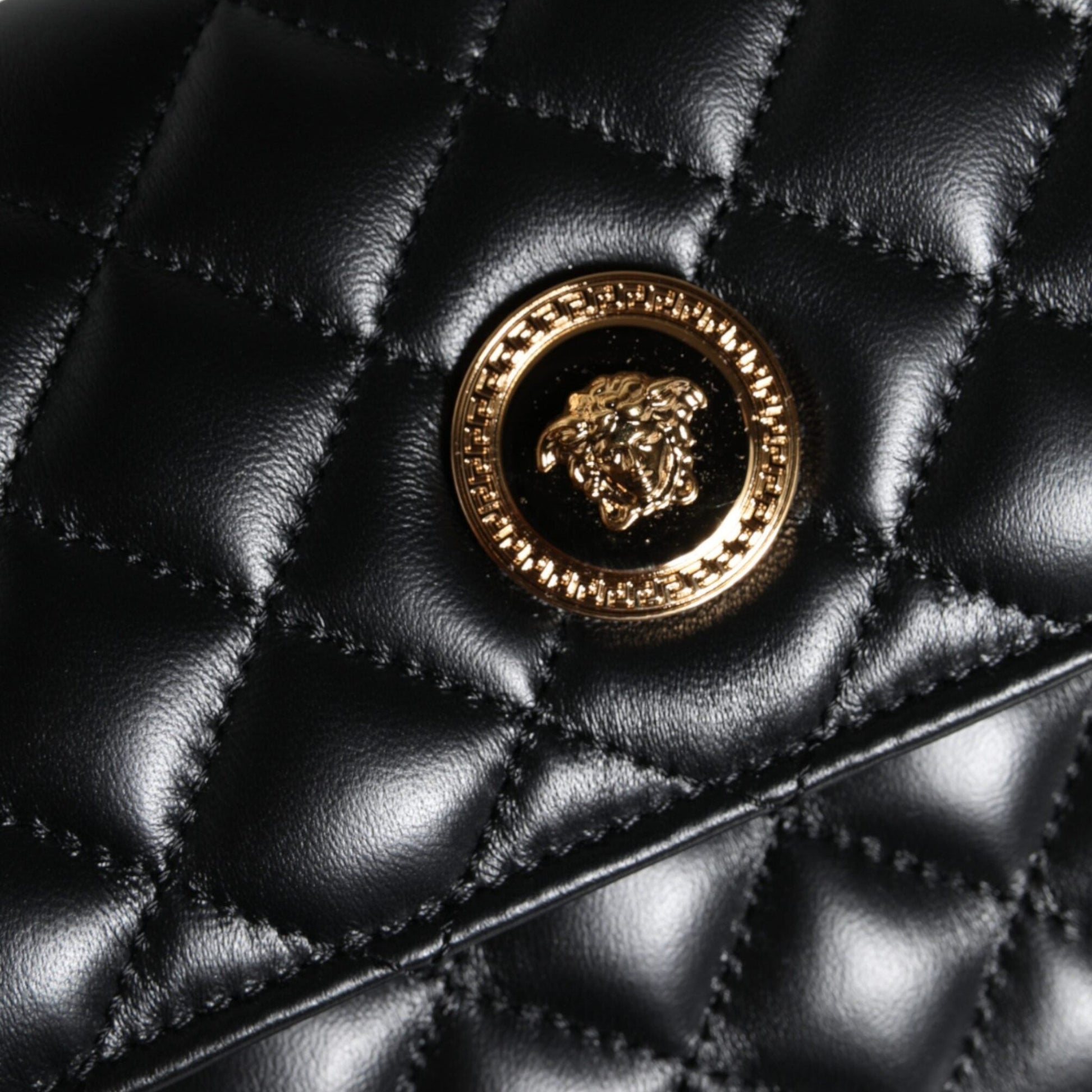 Versace Black Quilted Nappa Leather Crossbody Shoulder Bag Versace