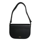 Versace Black Grainy Calf Leather Logo Crossbody Shoulder Bag