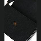 Versace Black Grainy Calf Leather Logo Crossbody Shoulder Bag