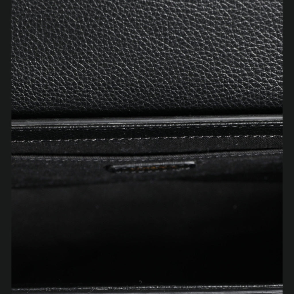 Versace Black Grainy Calf Leather Logo Crossbody Shoulder Bag