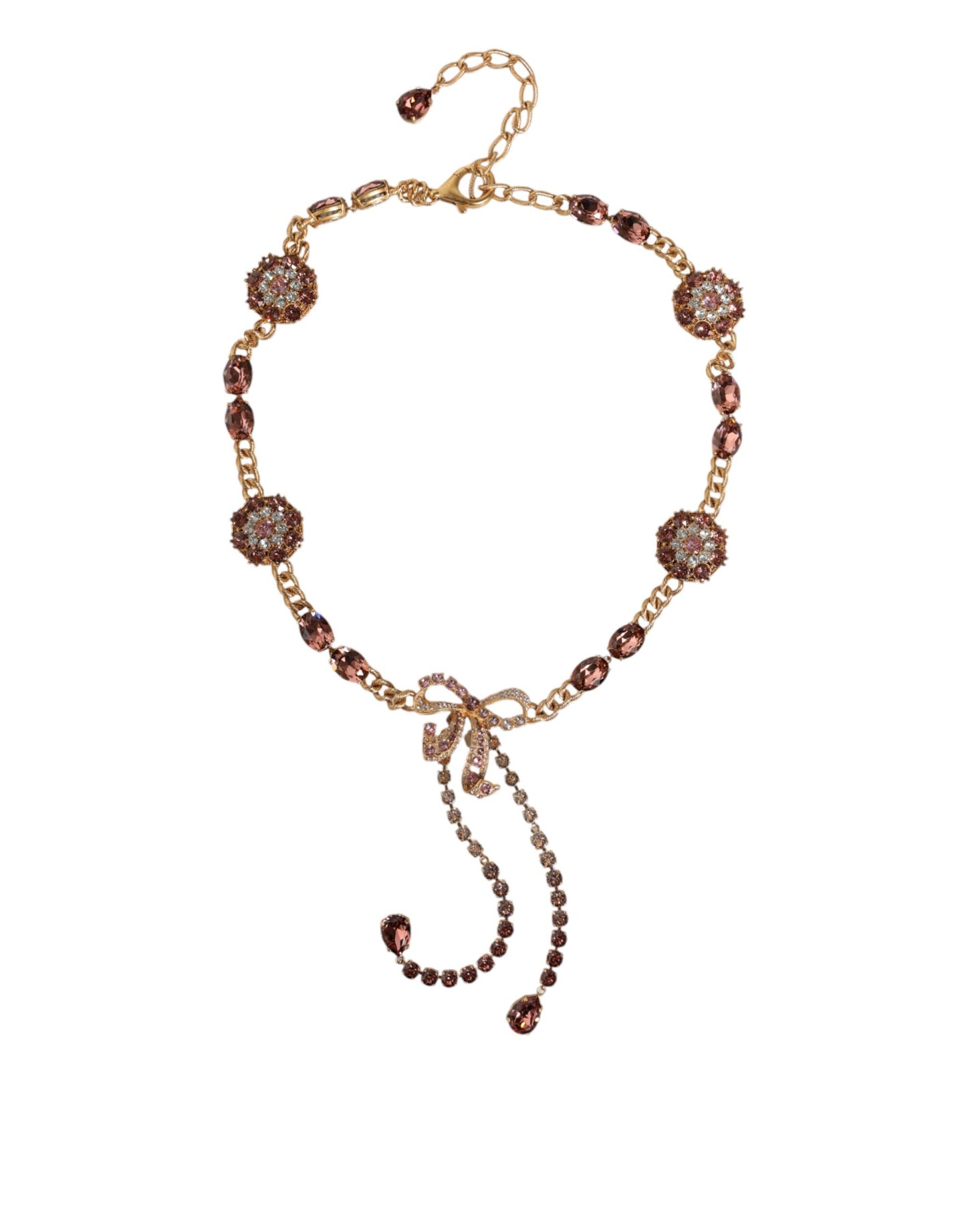 Dolce & Gabbana Gold Tone Brass Crystal Embellished Waist Chain Belt Dolce & Gabbana