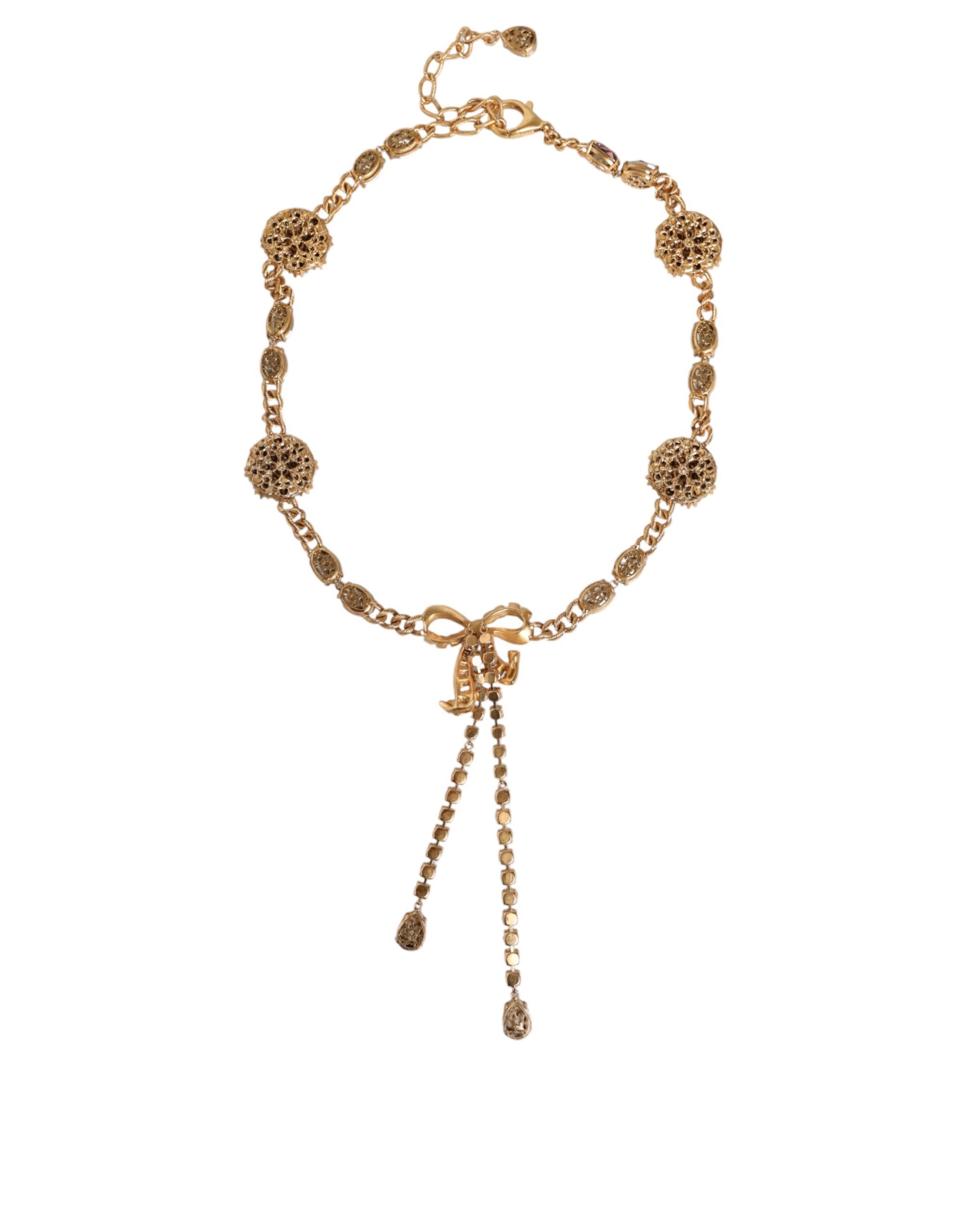 Dolce & Gabbana Gold Tone Brass Crystal Embellished Waist Chain Belt Dolce & Gabbana