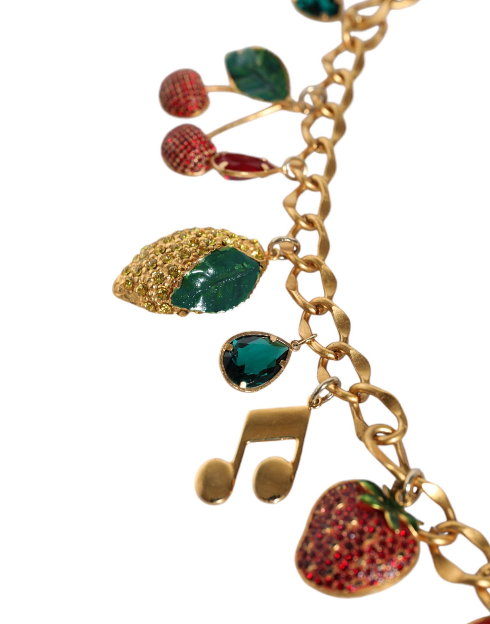 Dolce & Gabbana Gold Tone Brass Fruity Crystal Embellished Waist Chain Belt Dolce & Gabbana