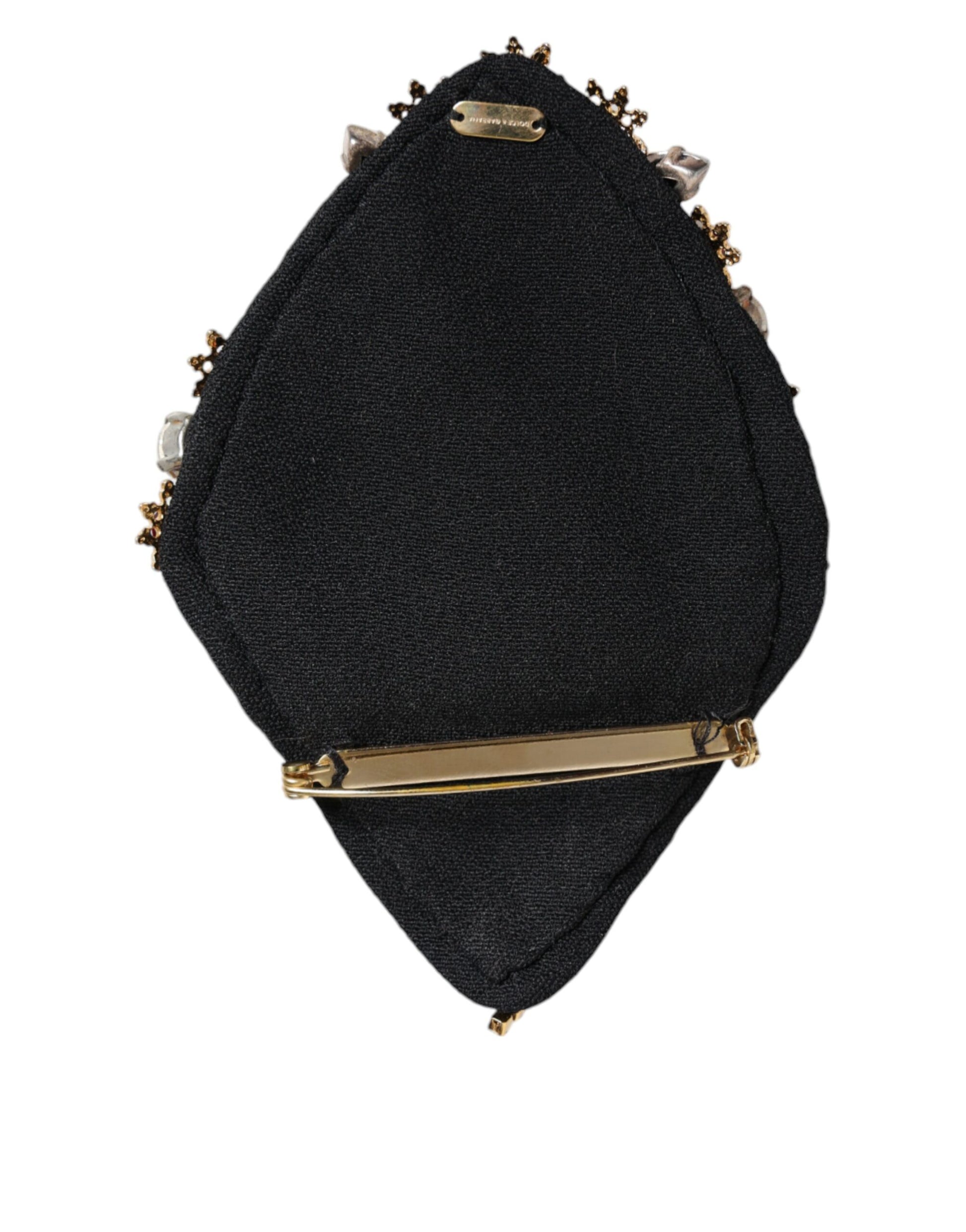 Dolce & Gabbana Gold Tone Brass Sacred Heart Crystal Embellished Brooch Dolce & Gabbana