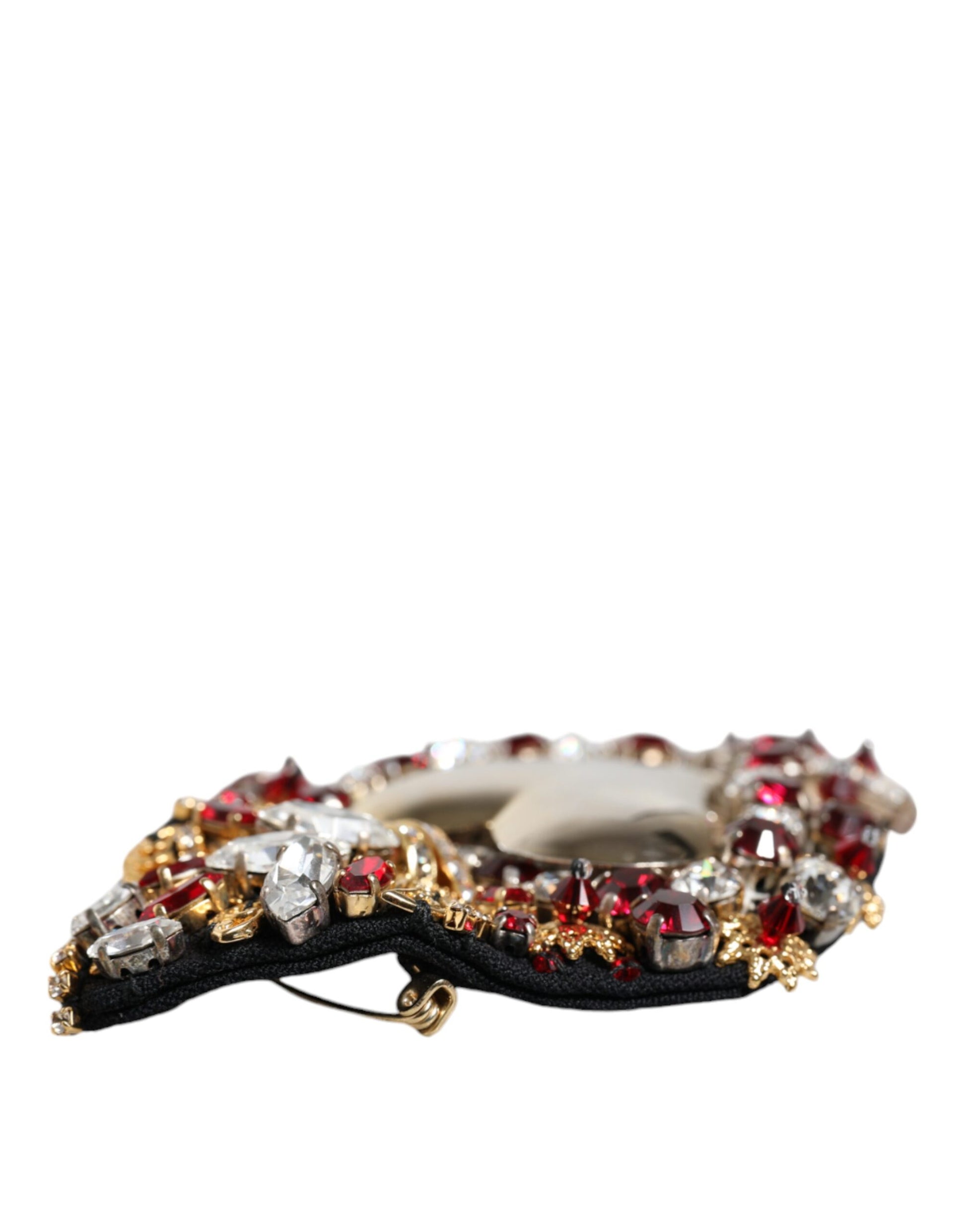 Dolce & Gabbana Gold Tone Brass Sacred Heart Crystal Embellished Brooch Dolce & Gabbana