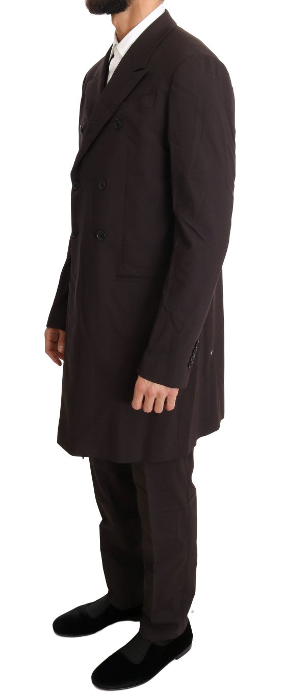 Dolce & Gabbana Bordeaux Wool Stretch Long 3 Piece Suit Dolce & Gabbana