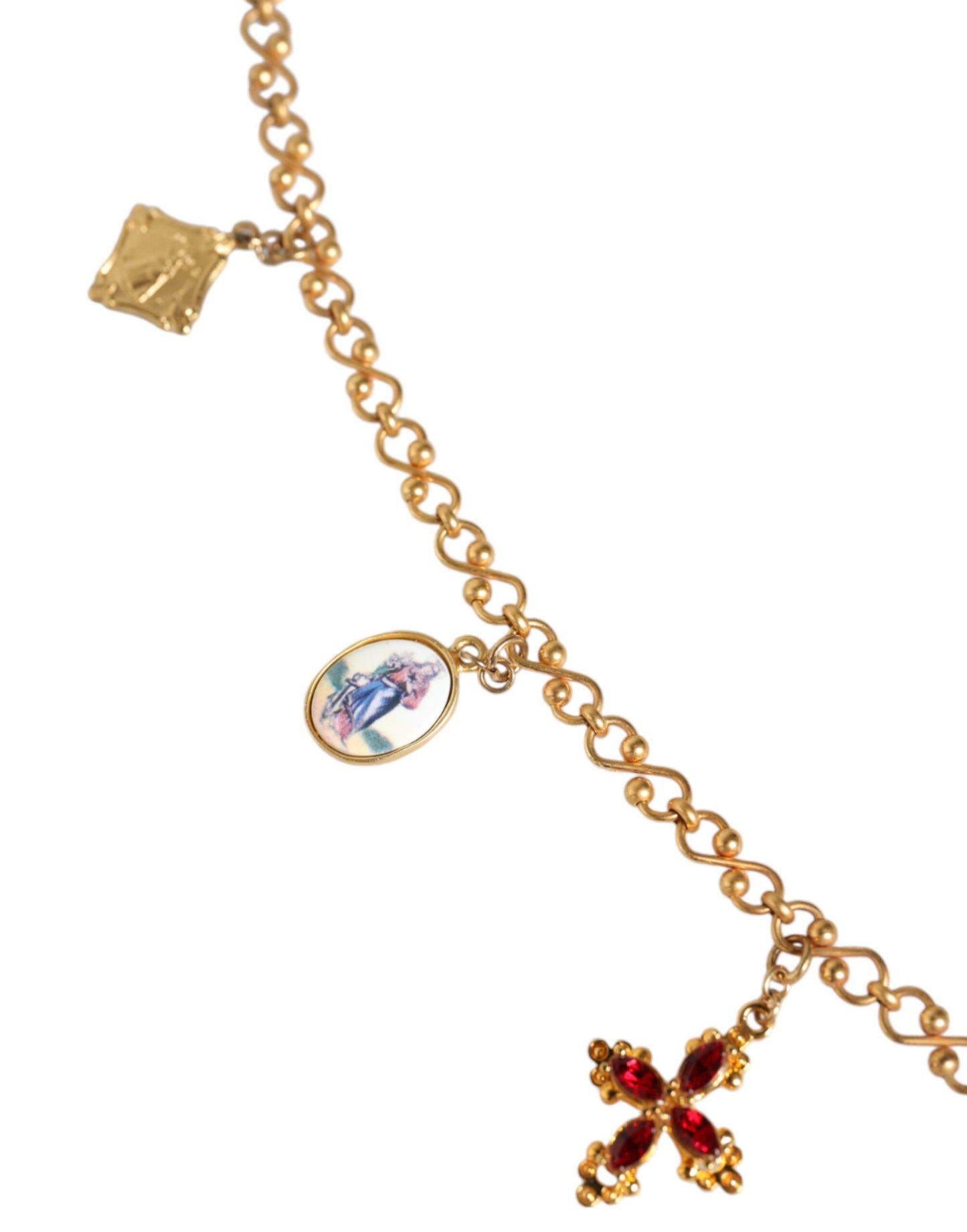Dolce & Gabbana Gold Tone Brass Chain Religious Cross Pendant Necklace Dolce & Gabbana