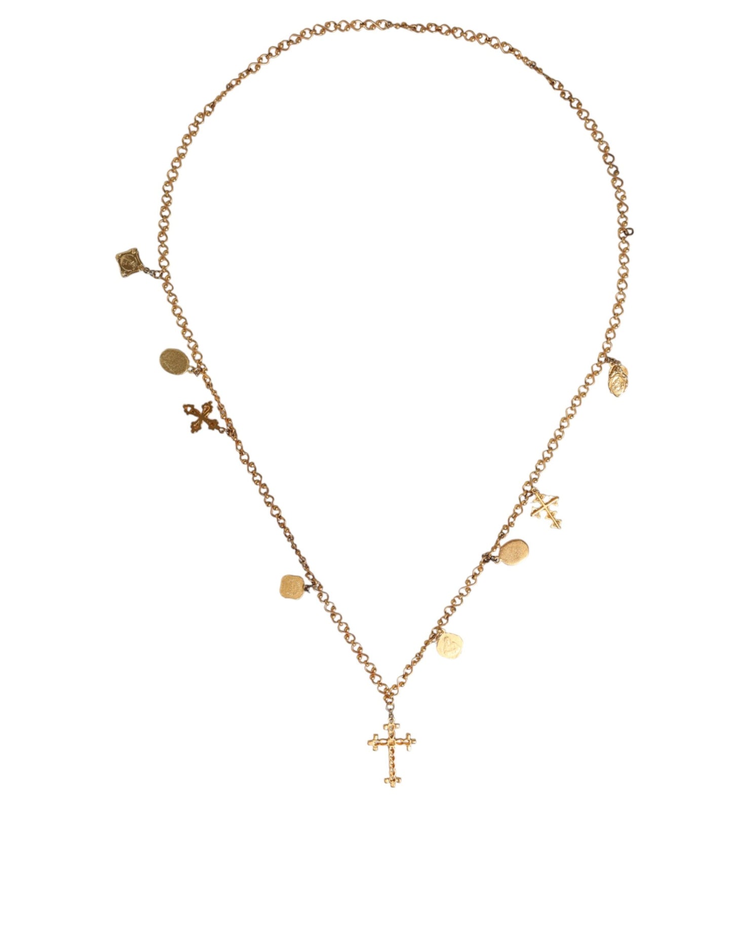 Dolce & Gabbana Gold Tone Brass Chain Religious Cross Pendant Necklace Dolce & Gabbana