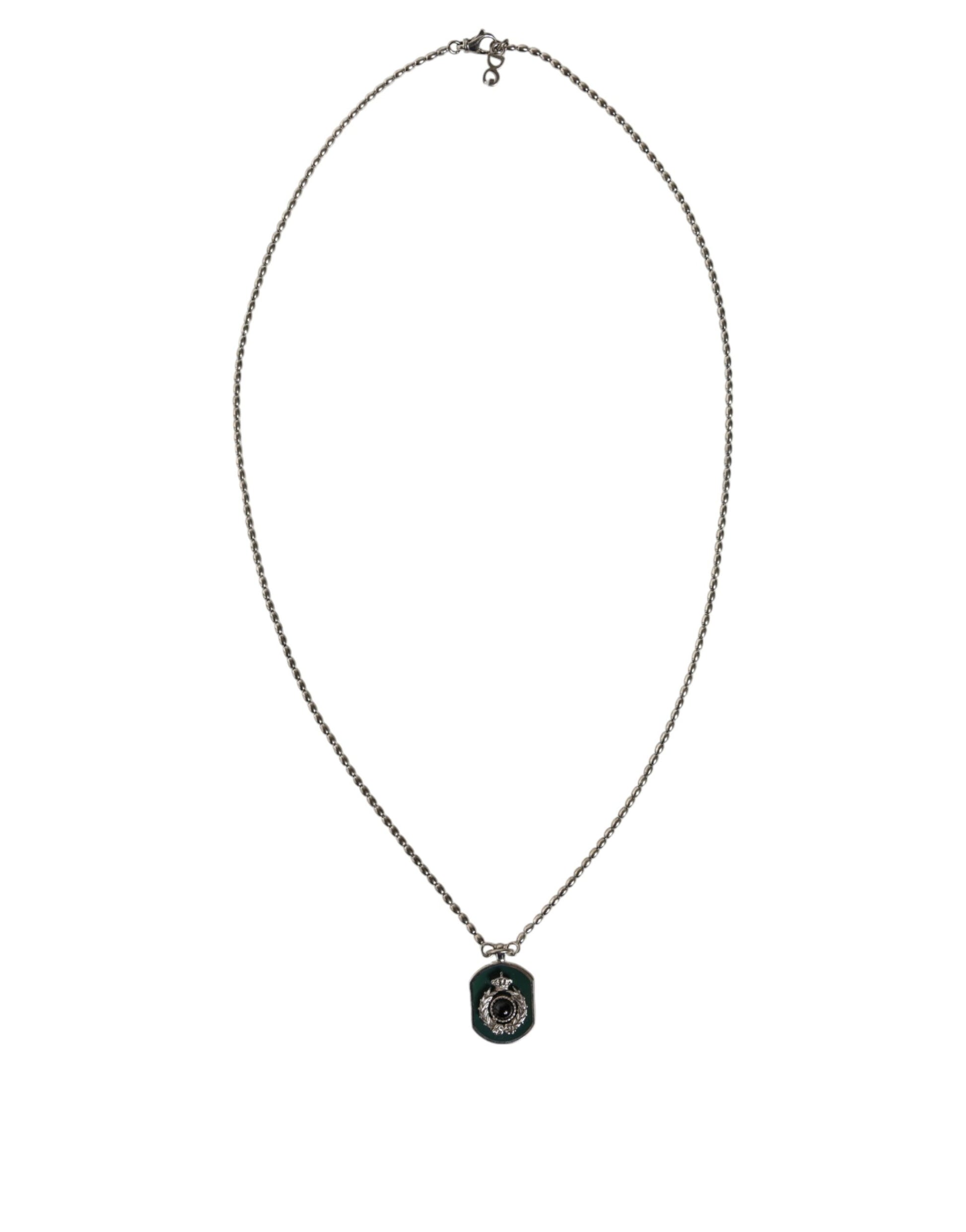 Dolce & Gabbana Sterling Silver 925 Chain Bar Gem Pendant Logo Necklace Dolce & Gabbana