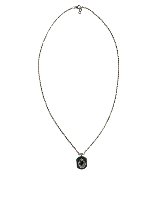 Dolce & Gabbana Sterling Silver 925 Chain Bar Gem Pendant Logo Necklace Dolce & Gabbana