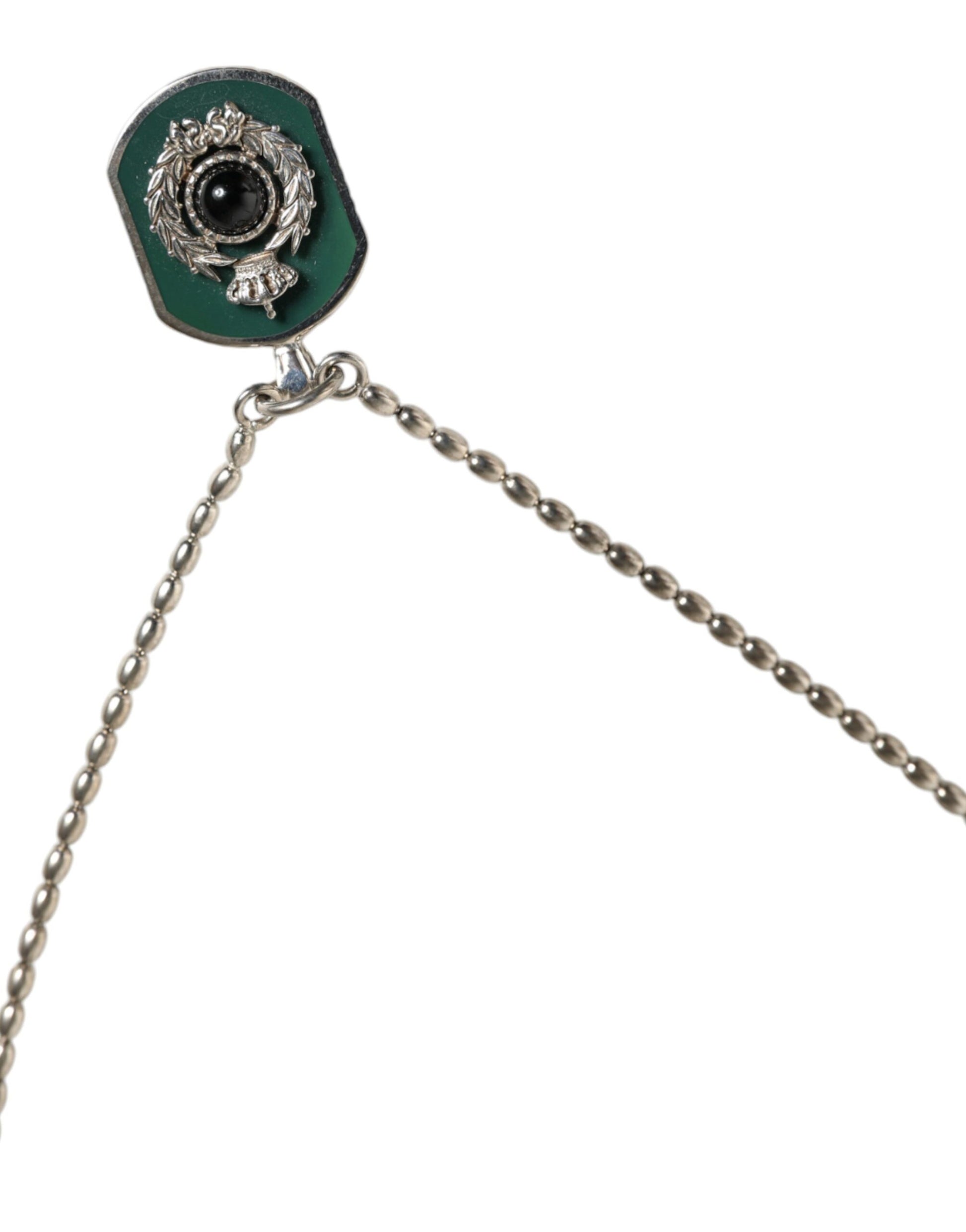 Dolce & Gabbana Sterling Silver 925 Chain Bar Gem Pendant Logo Necklace Dolce & Gabbana