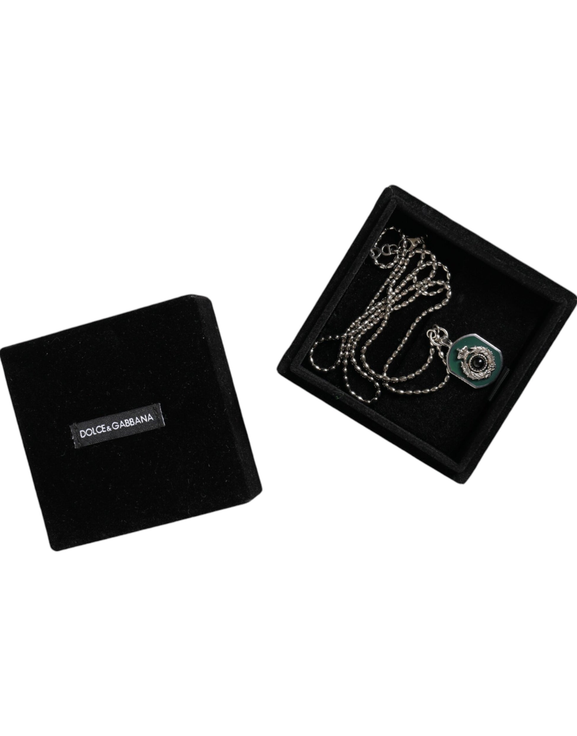 Dolce & Gabbana Sterling Silver 925 Chain Bar Gem Pendant Logo Necklace Dolce & Gabbana