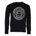 Versace Black Medusa Embroidery Crew Neck Pullover Sweater