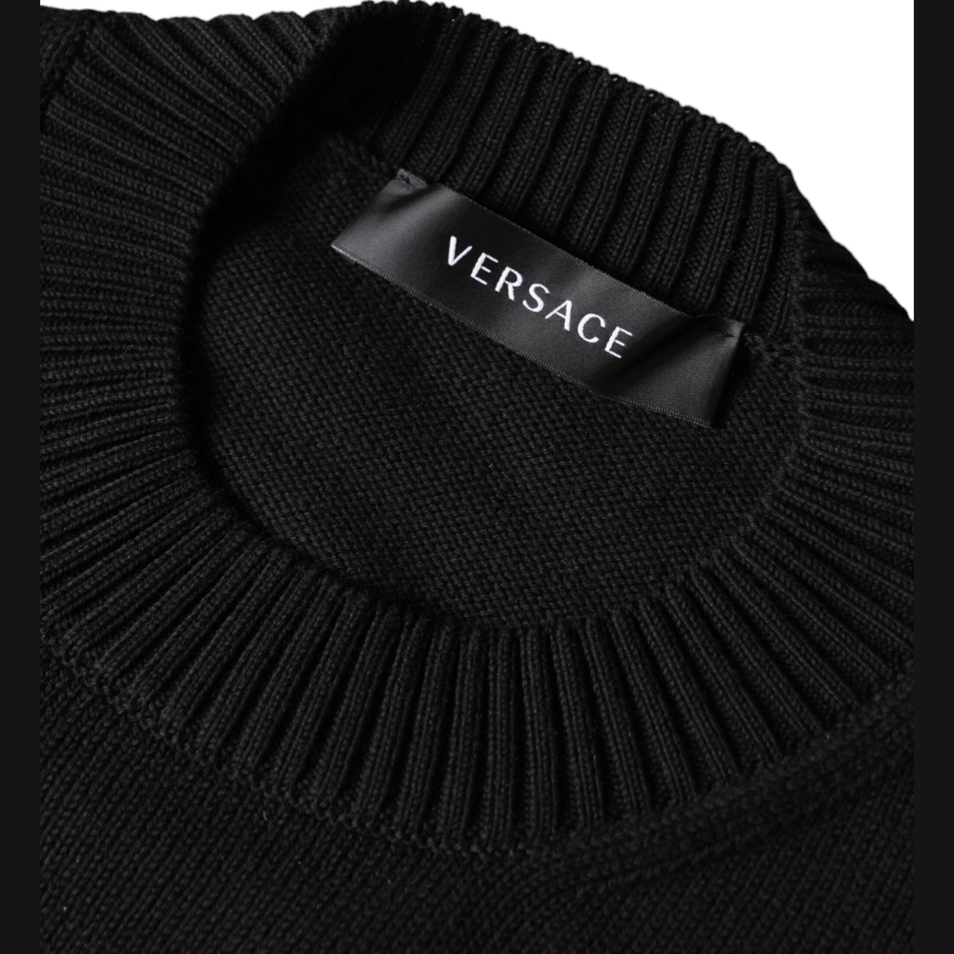 Versace Black Medusa Embroidery Crew Neck Pullover Sweater Versace