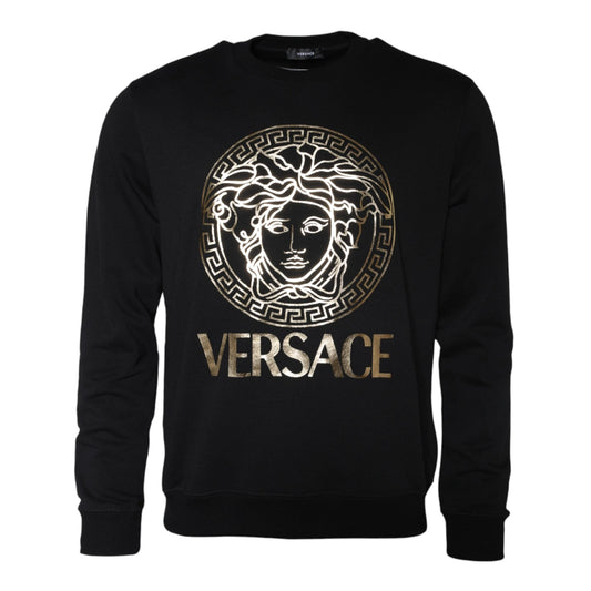 Versace Black Medusa Fleece Cotton Crew Neck Sweatshirt Sweater Versace