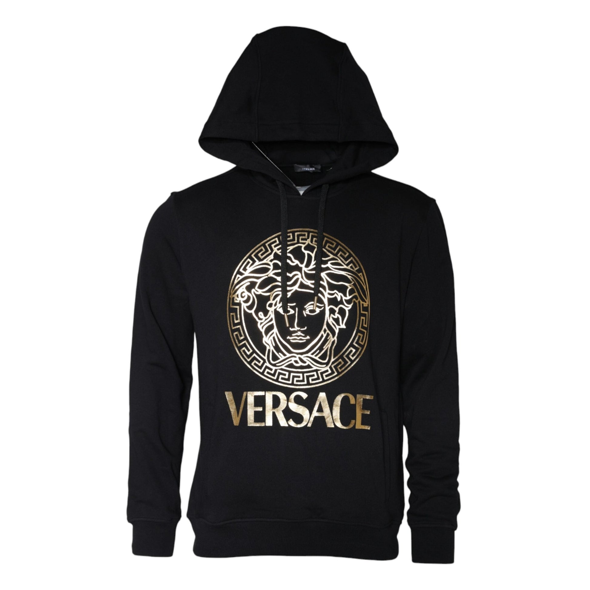 Versace Black Medusa Print Cotton HoodiePullover Sweatshirt Sweater Versace