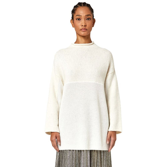 Alpha Studio White Recycled Wool Women Sweater Alpha Studio
