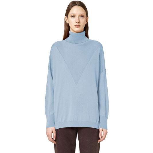 Alpha Studio Light Blue Silk Women Sweater Alpha Studio