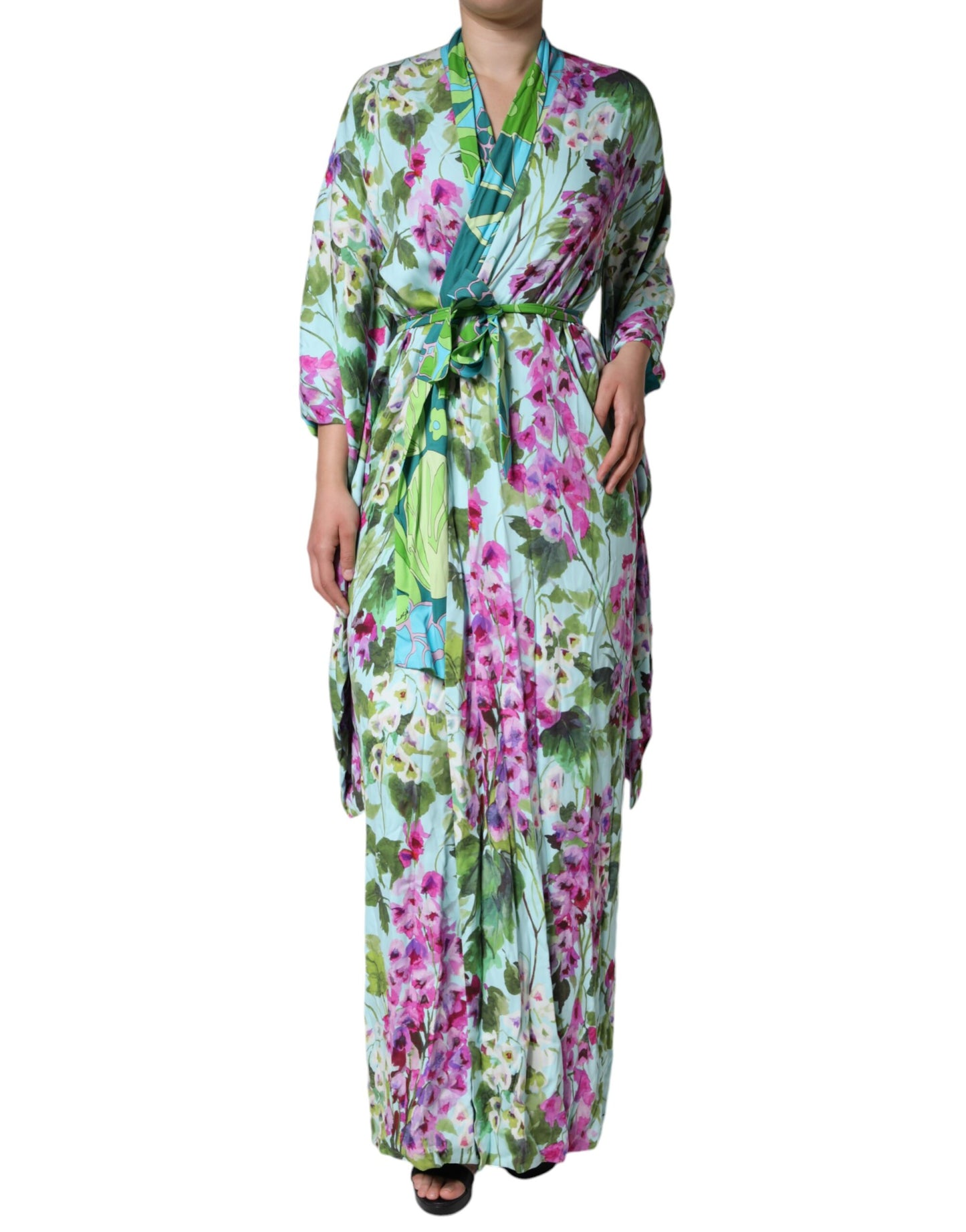 Dolce & Gabbana Multicolor Floral Silk Stretch Wrap Dress Dolce & Gabbana