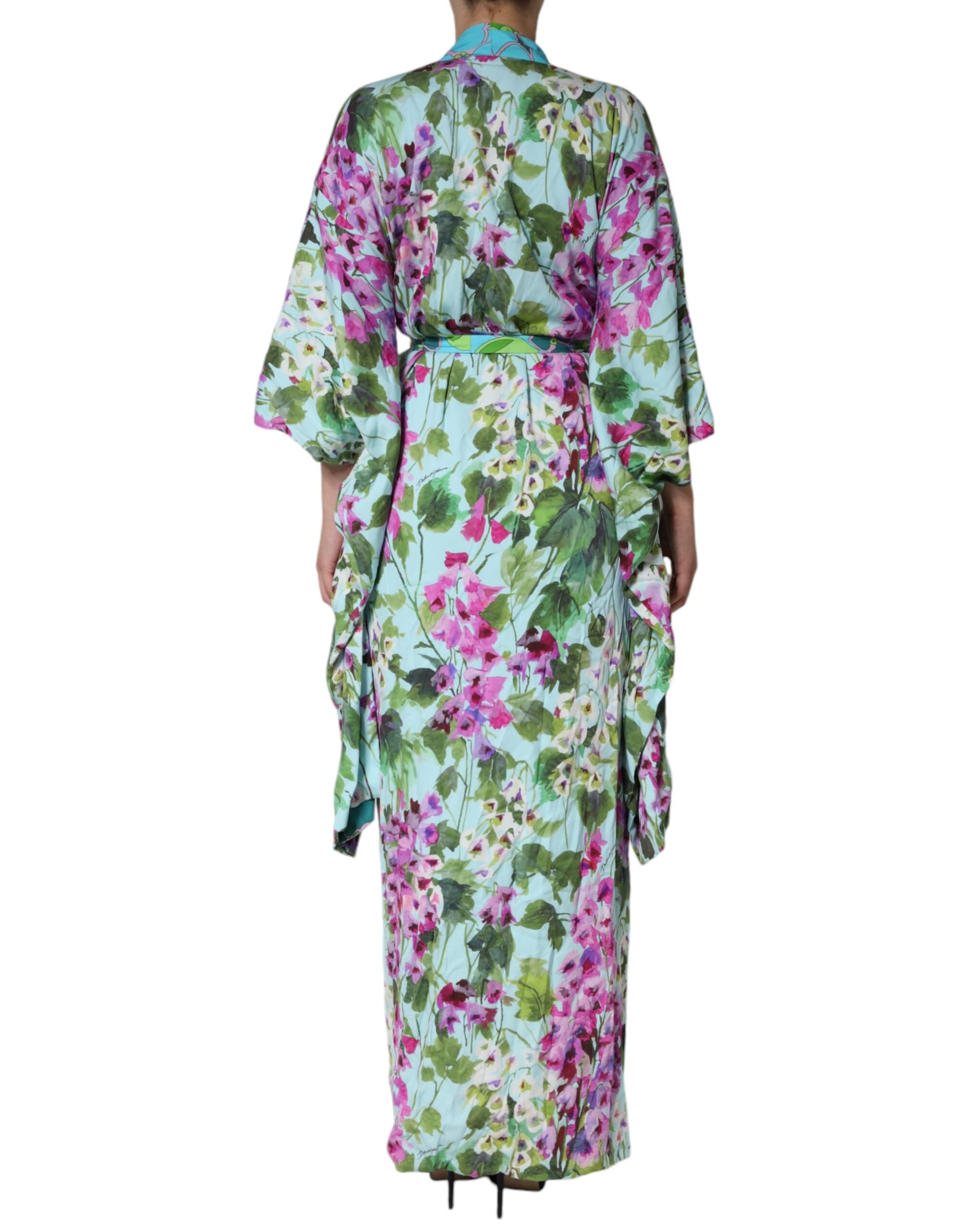 Dolce & Gabbana Multicolor Floral Silk Stretch Wrap Dress Dolce & Gabbana