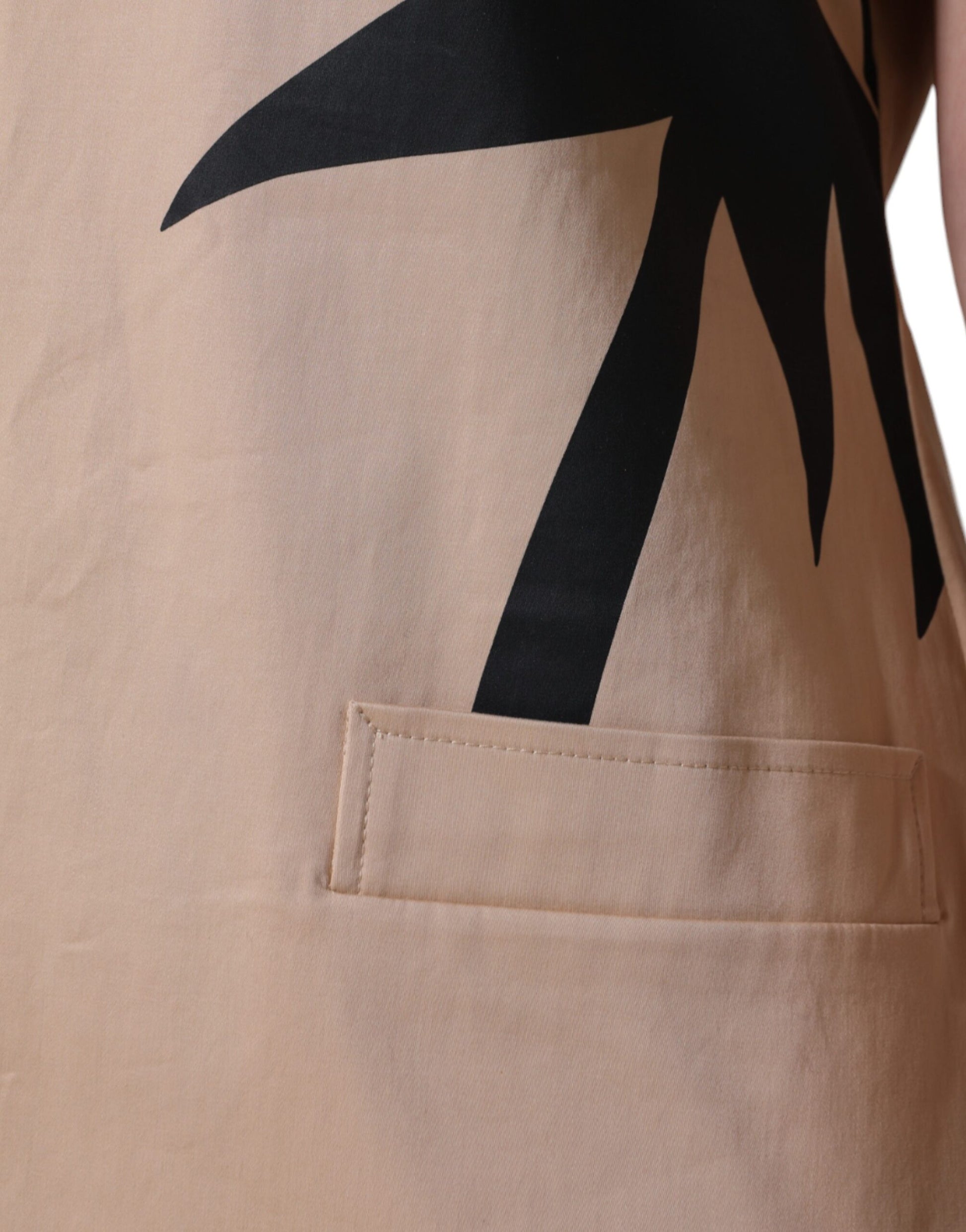 Moschino Beige Cotton Short Sleeve Knee Length Dress Moschino