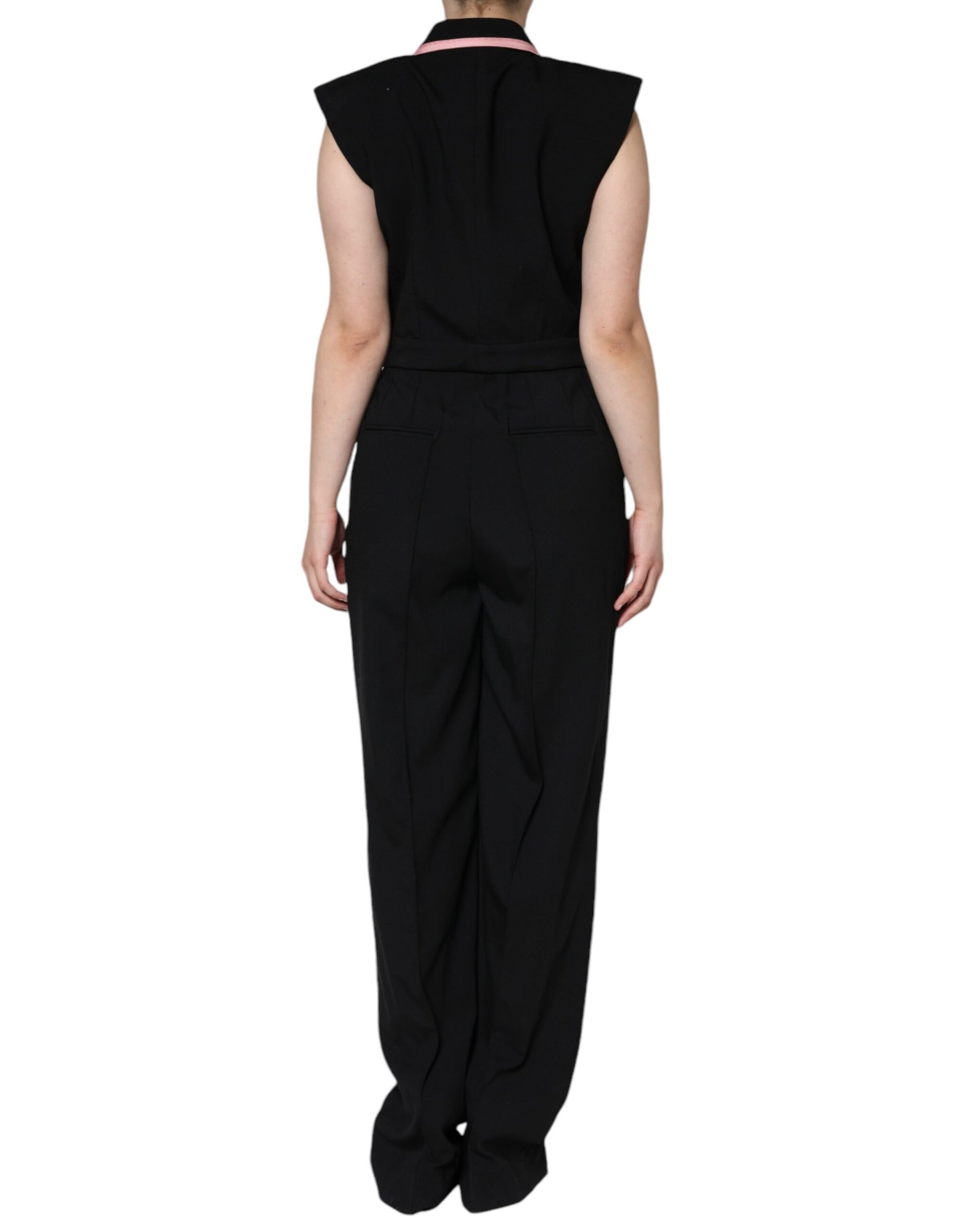 Dolce & Gabbana Black Wool Blend Sleeveless Jumpsuit Dress Dolce & Gabbana