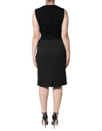 Dolce & Gabbana Black Cotton Sheath Knee Length Dress - Eljoys Fashion 