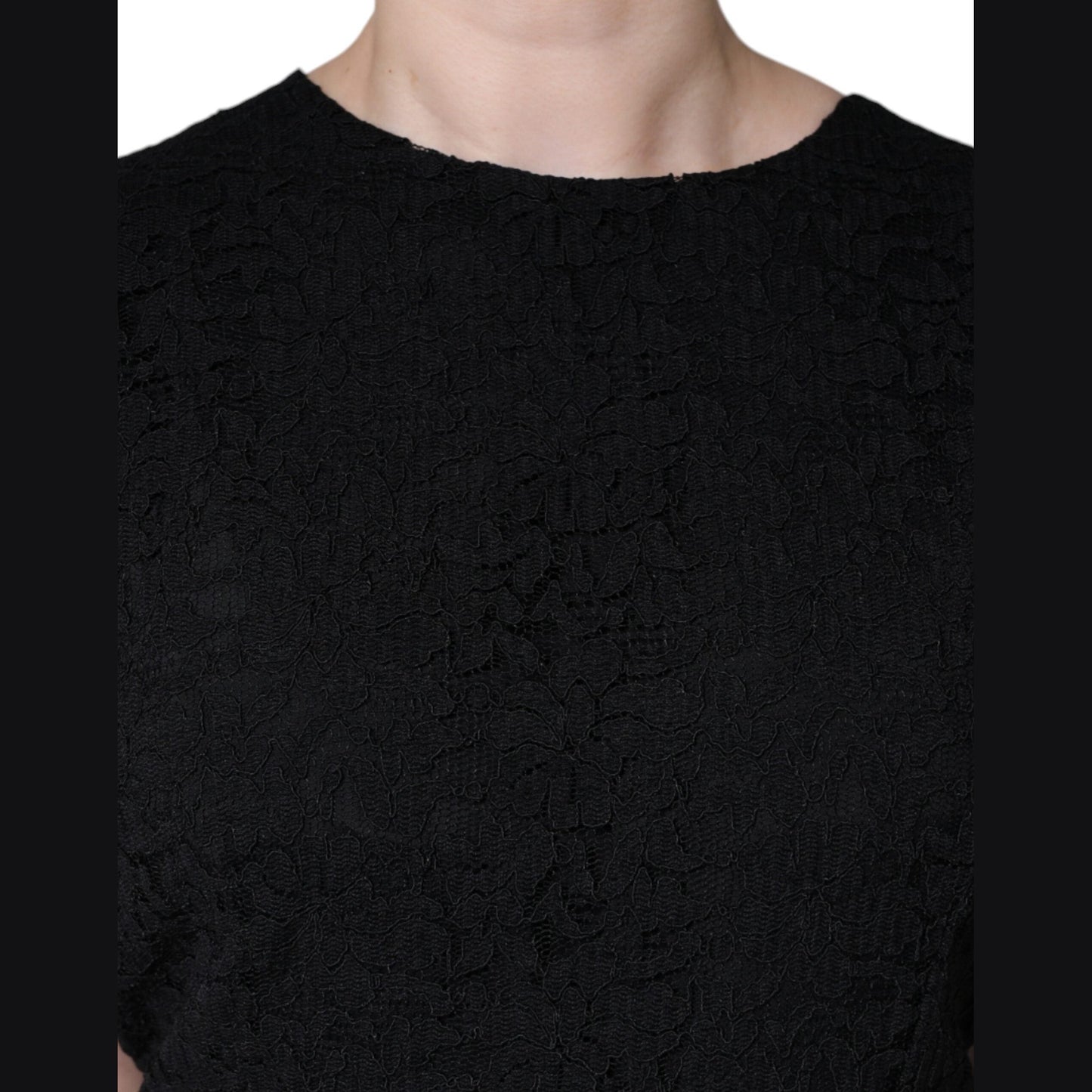 Dolce & Gabbana Black Cotton Sheath Knee Length Dress Dolce & Gabbana