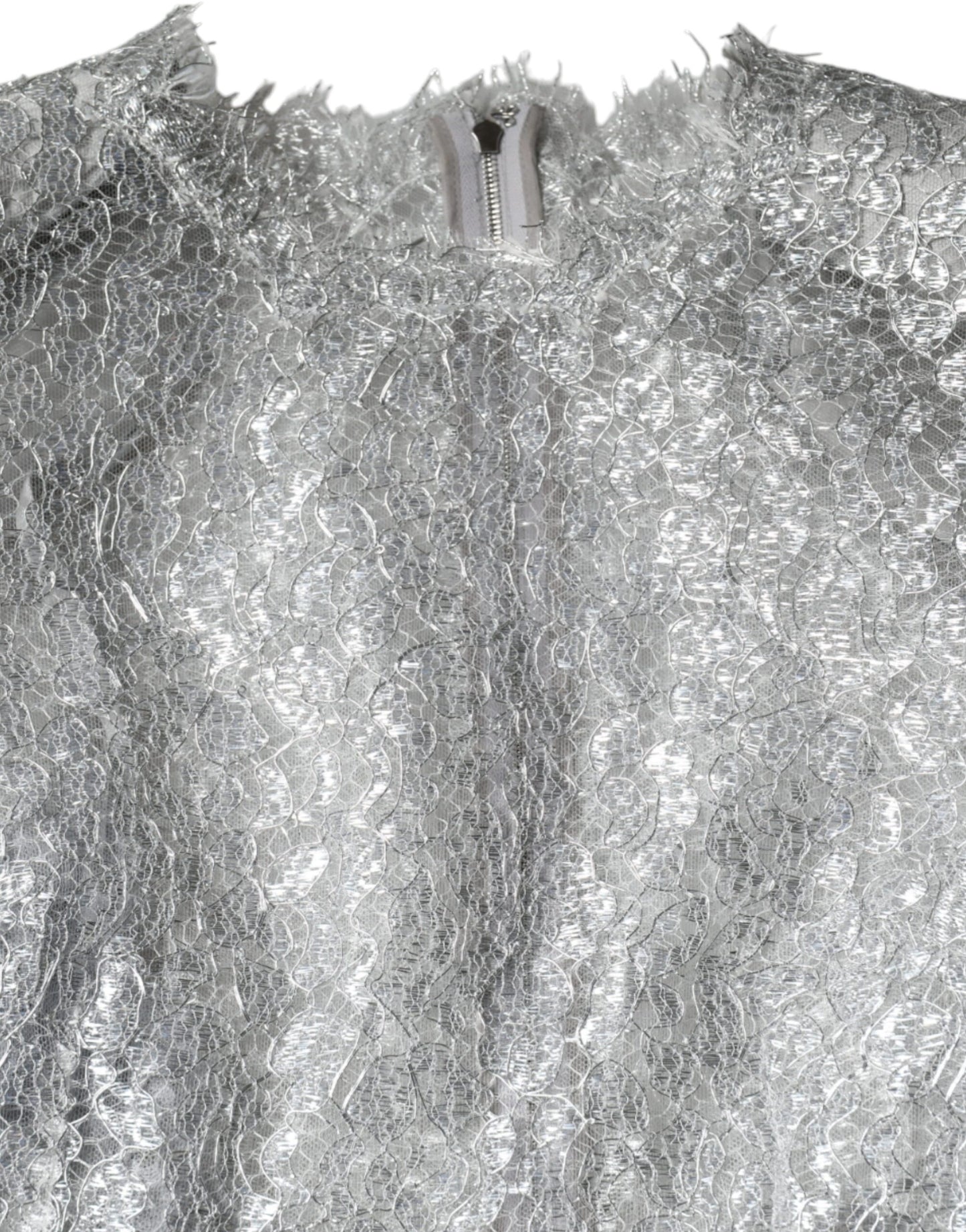 Dolce & Gabbana Silver Floral Lace Bodycon Sheath Midi Dress Dolce & Gabbana