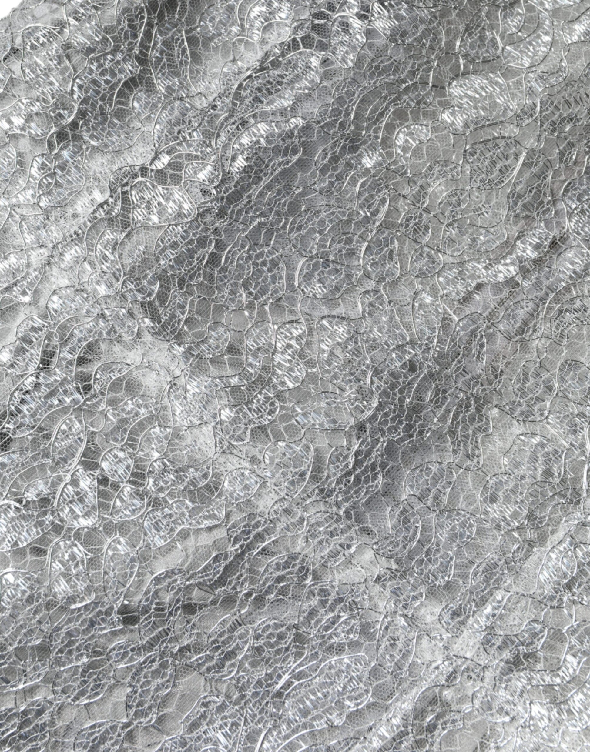 Dolce & Gabbana Silver Floral Lace Bodycon Sheath Midi Dress Dolce & Gabbana