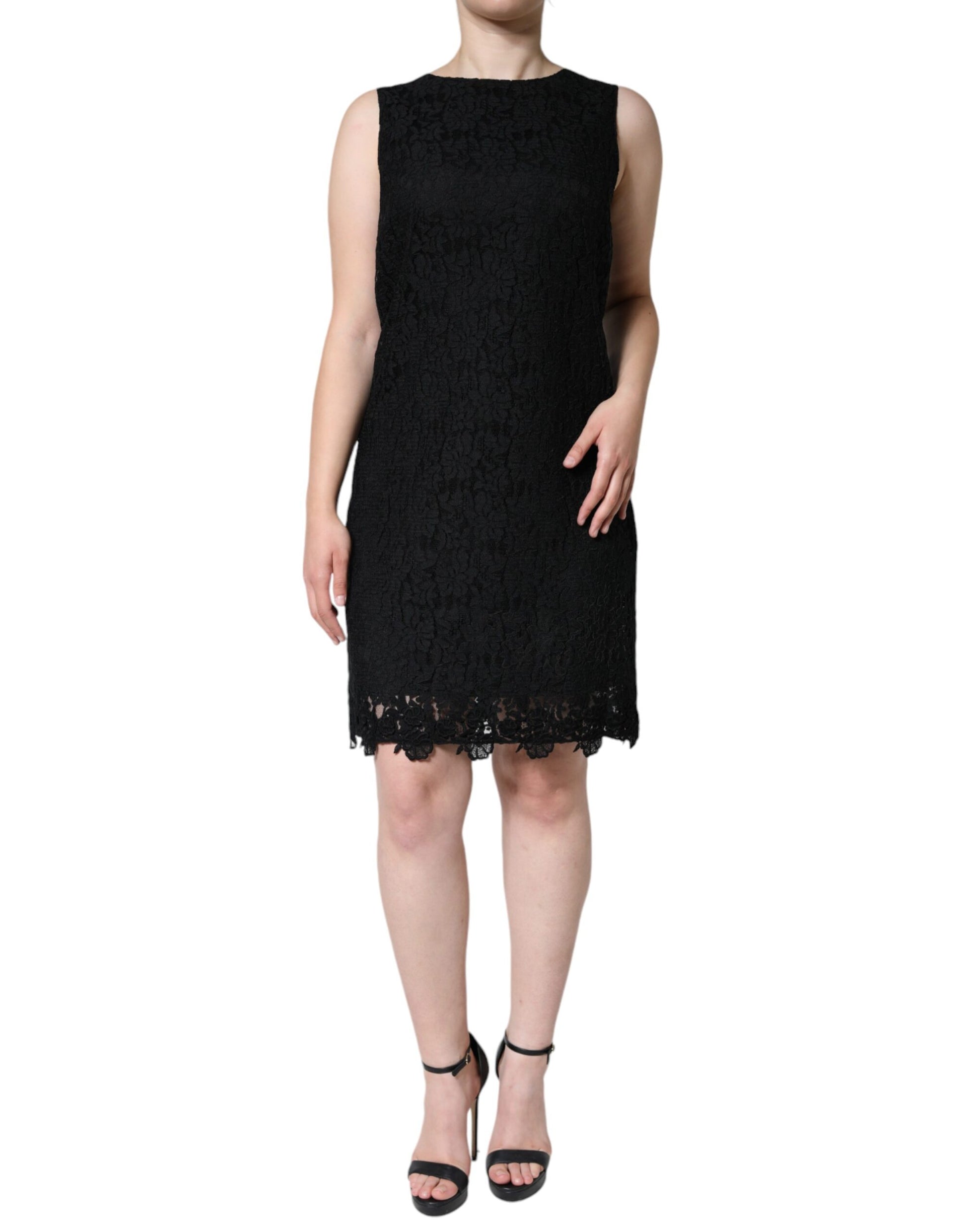 Dolce & Gabbana Black Floral Lace Sheath Sleeveless Mini Dress Dolce & Gabbana