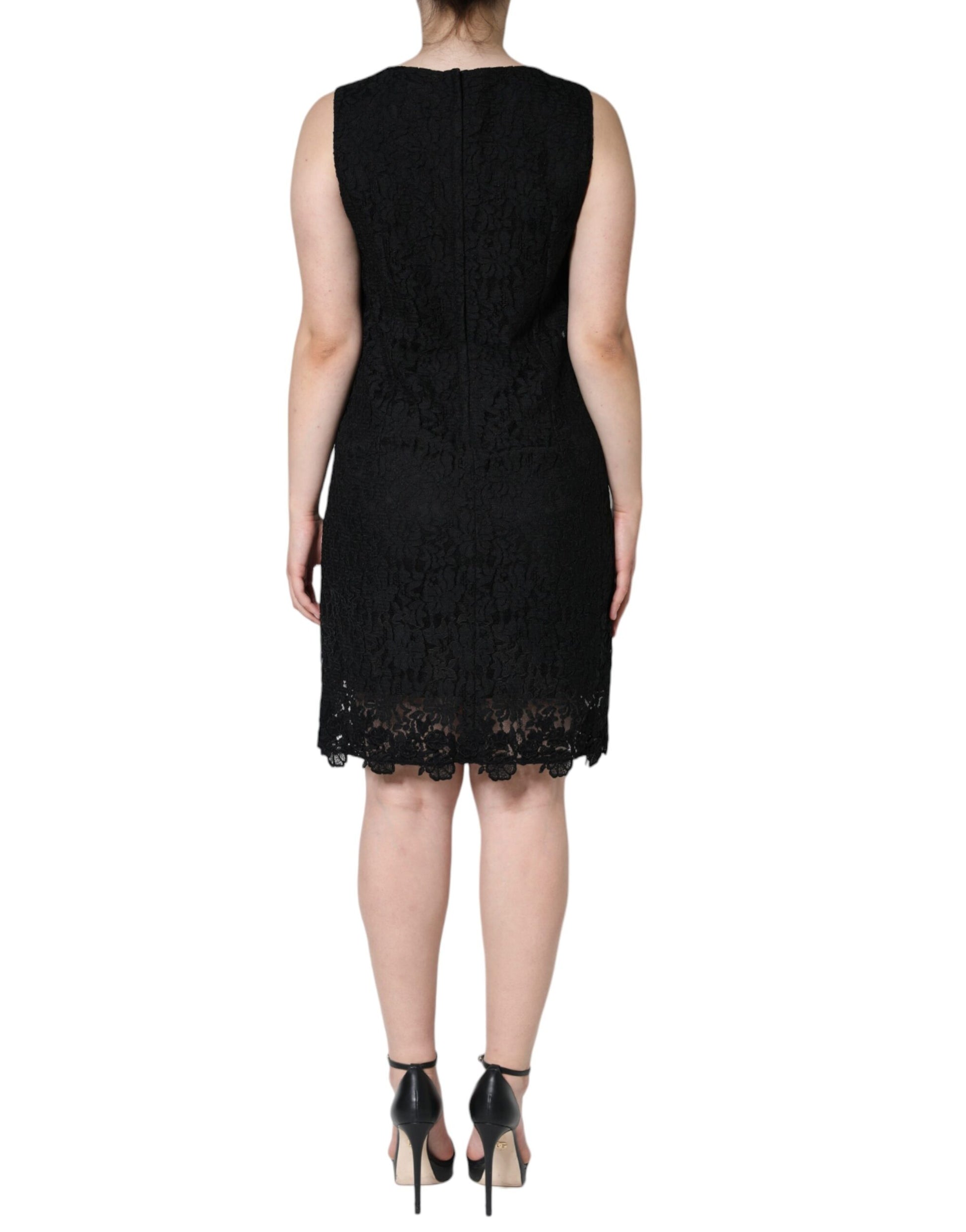 Dolce & Gabbana Black Floral Lace Sheath Sleeveless Mini Dress Dolce & Gabbana