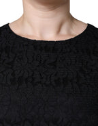 Dolce & Gabbana Black Floral Lace Sheath Sleeveless Mini Dress - Eljoys Fashion 