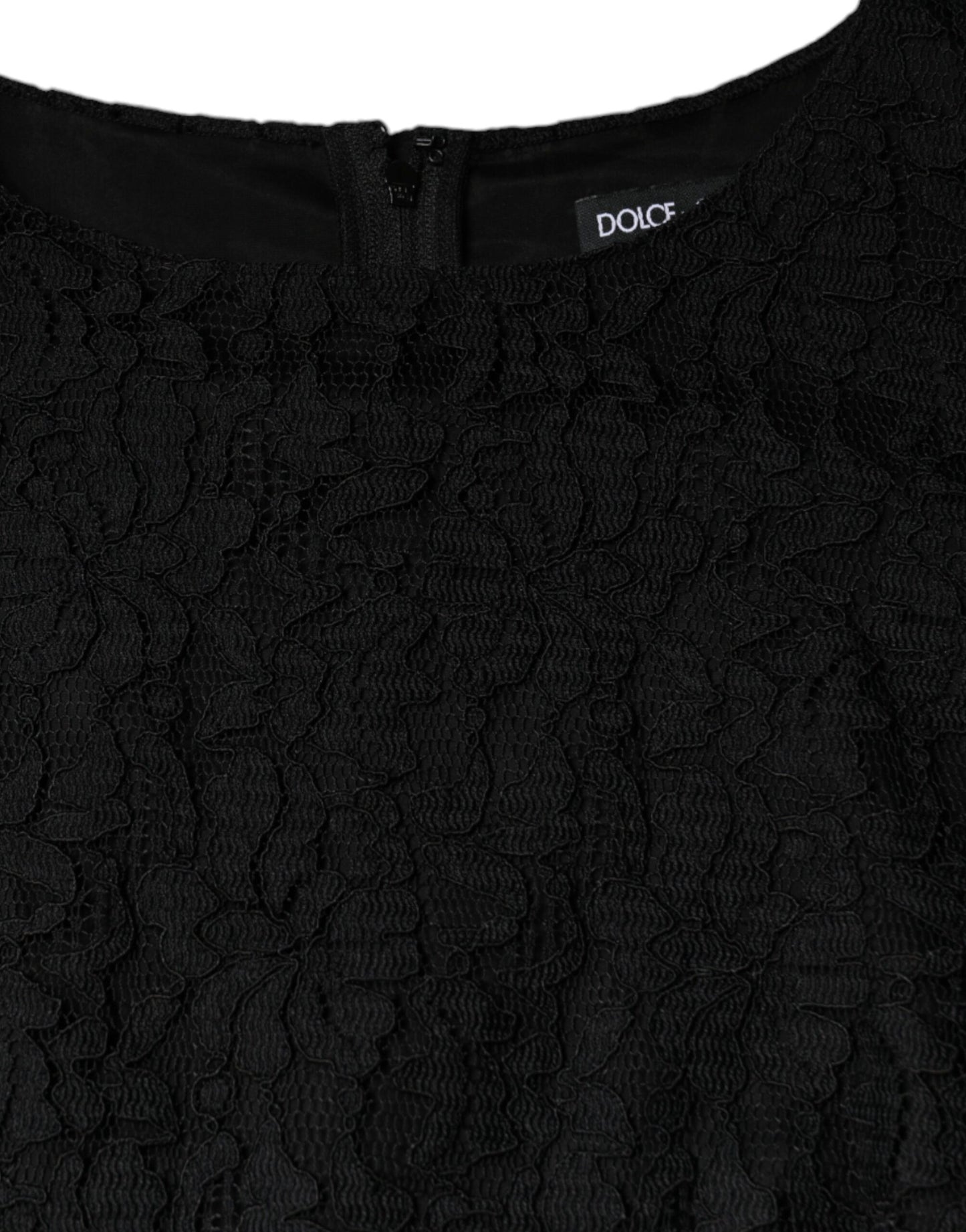 Dolce & Gabbana Black Floral Lace Sheath Sleeveless Mini Dress Dolce & Gabbana