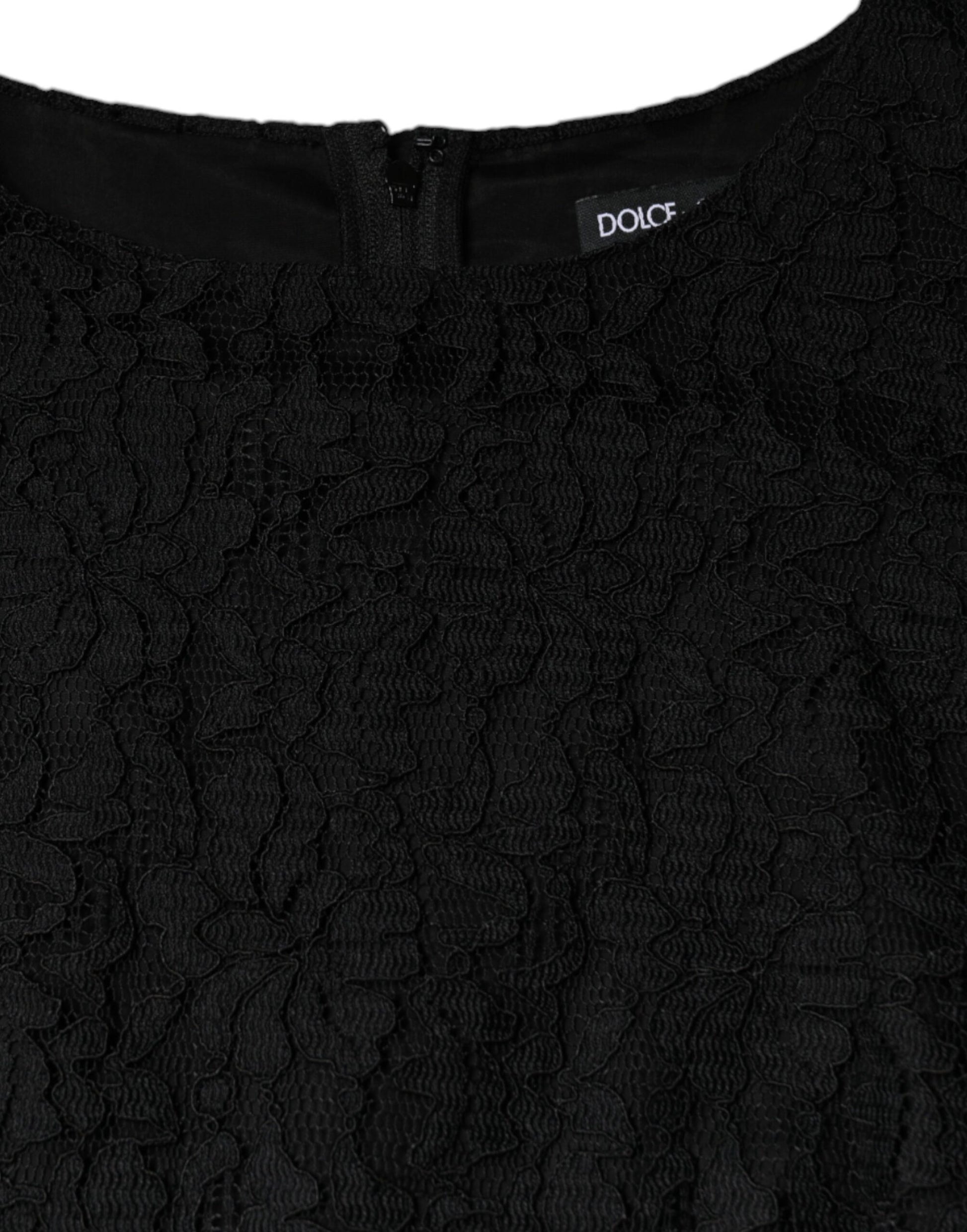 Dolce & Gabbana Black Floral Lace Sheath Sleeveless Mini Dress Dolce & Gabbana