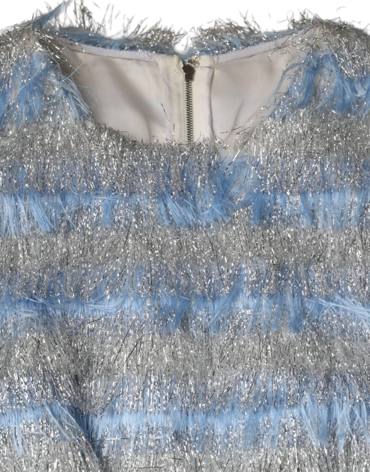 Dolce & Gabbana Light Blue Silver Jacquard A-line Midi Dress Dolce & Gabbana