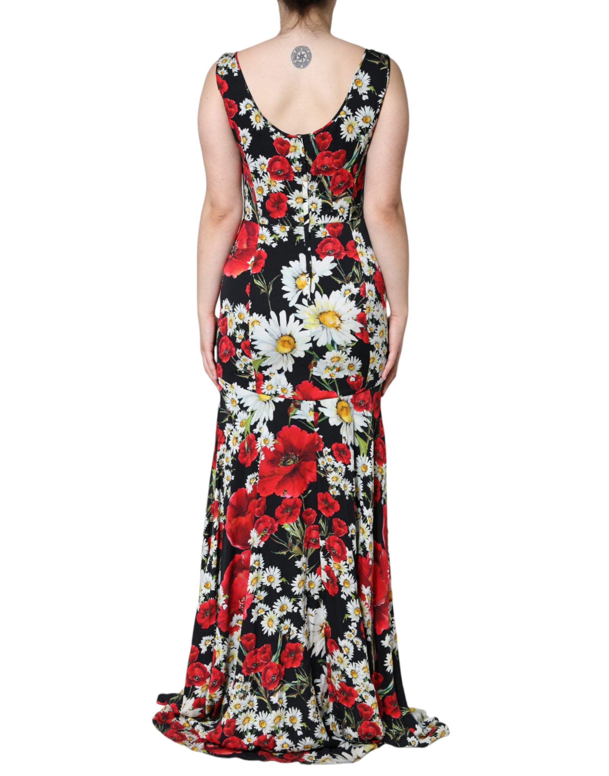 Dolce & Gabbana Black Floral Silk Sleeveless Long Gown Dress Dolce & Gabbana