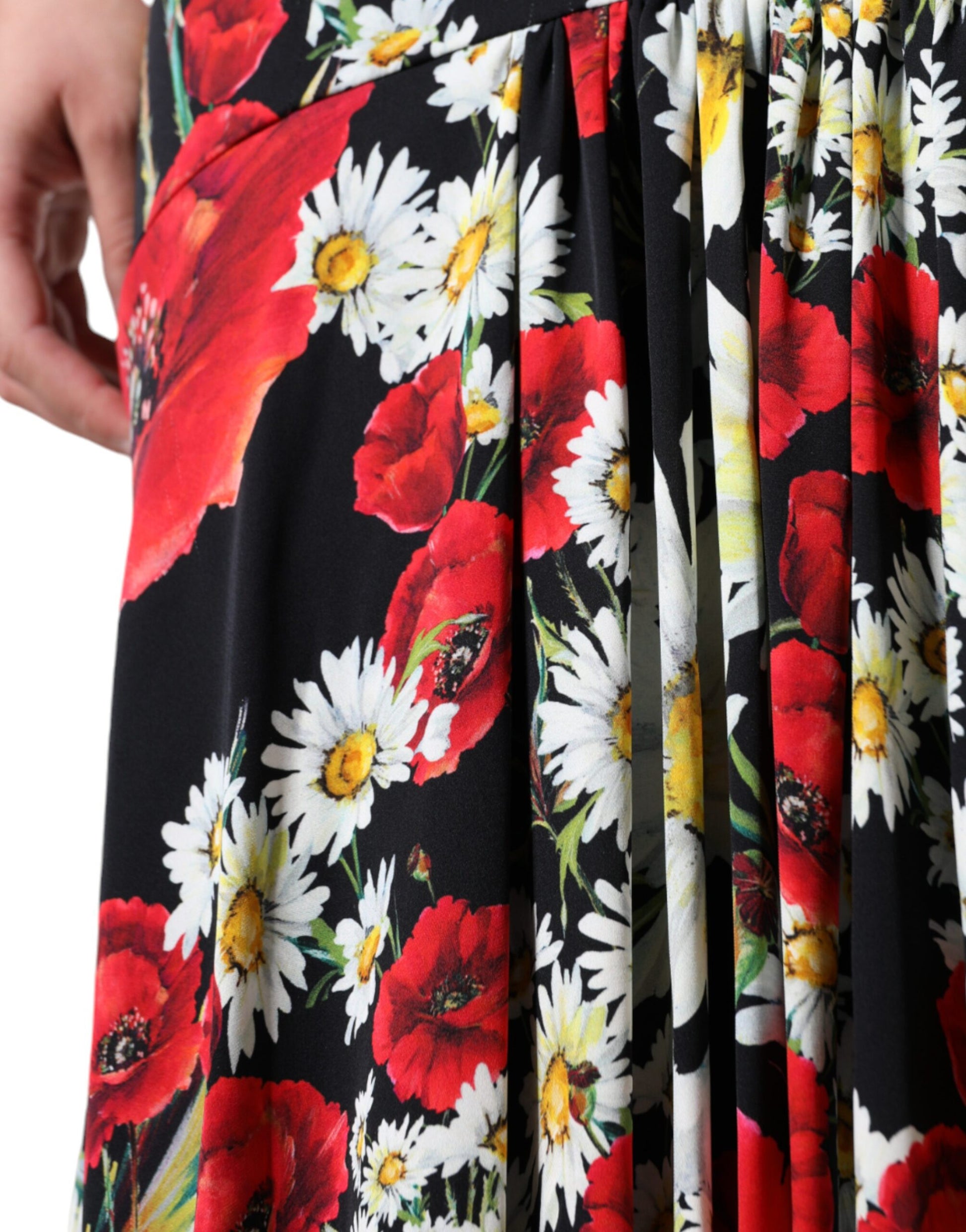 Dolce & Gabbana Black Floral Silk Sleeveless Long Gown Dress Dolce & Gabbana