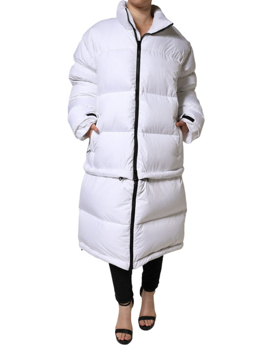 Dolce & Gabbana White Puffer Quilted Full Zip Coat Jacket Dolce & Gabbana