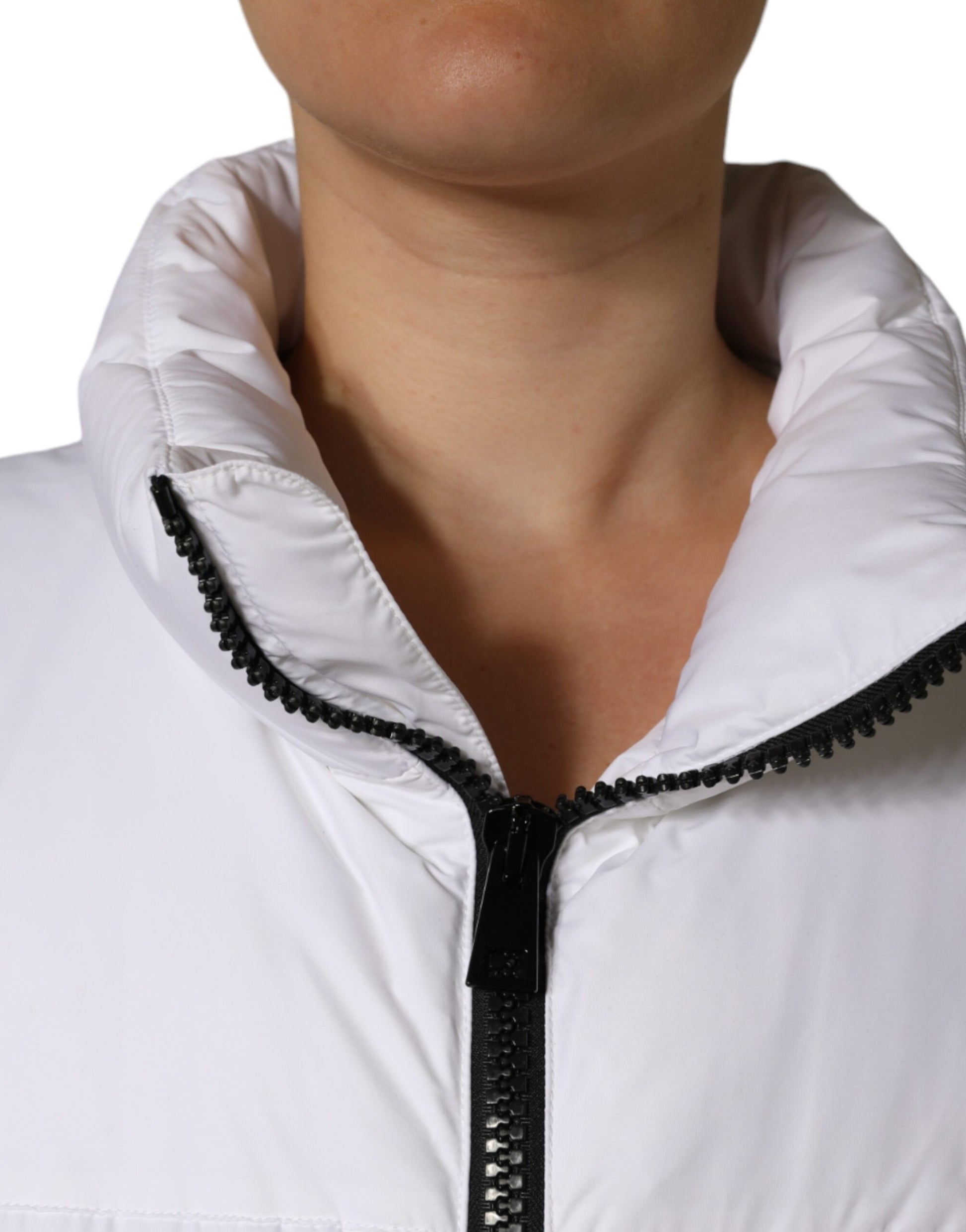 Dolce & Gabbana White Puffer Quilted Full Zip Coat Jacket Dolce & Gabbana