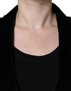 Dolce & Gabbana Black Jacquard Crystal Floral Jacket Blazer - Eljoys Fashion 