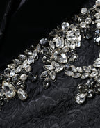 Dolce & Gabbana Black Jacquard Crystal Floral Jacket Blazer - Eljoys Fashion 