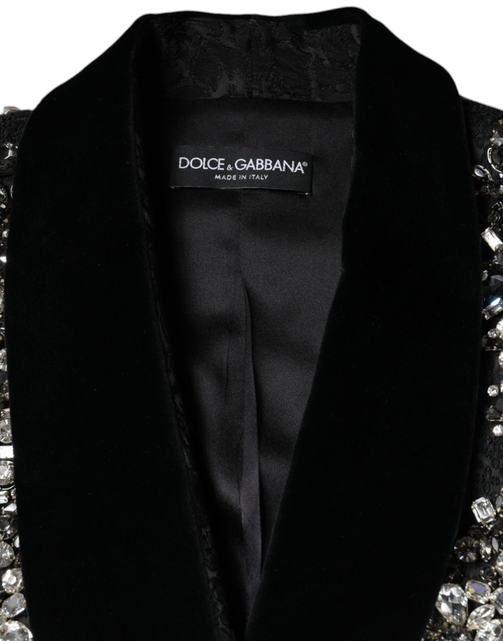 Dolce & Gabbana Black Jacquard Crystal Floral Jacket Blazer - Eljoys Fashion 