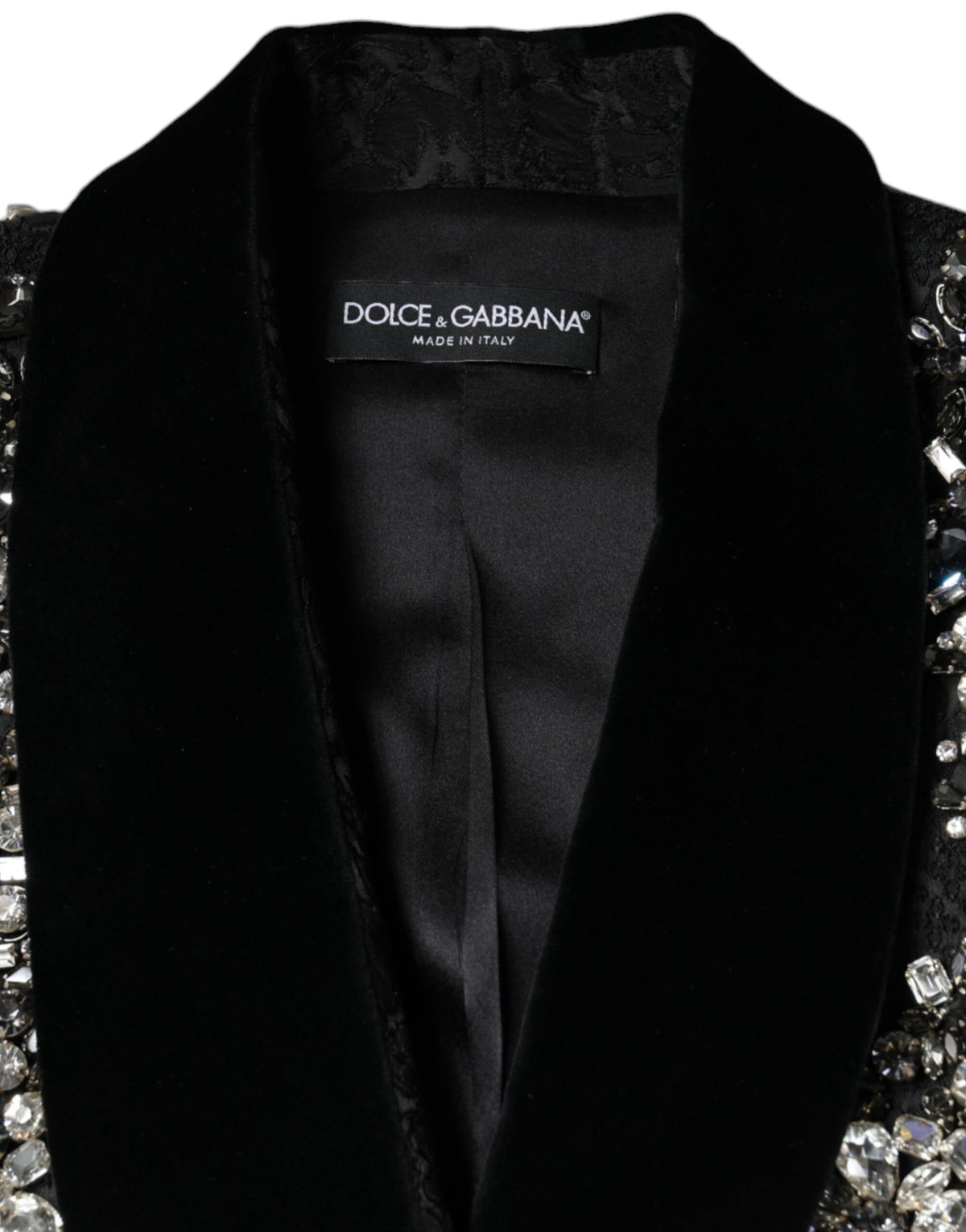 Dolce & Gabbana Black Jacquard Crystal Floral Jacket Blazer - Eljoys Fashion 