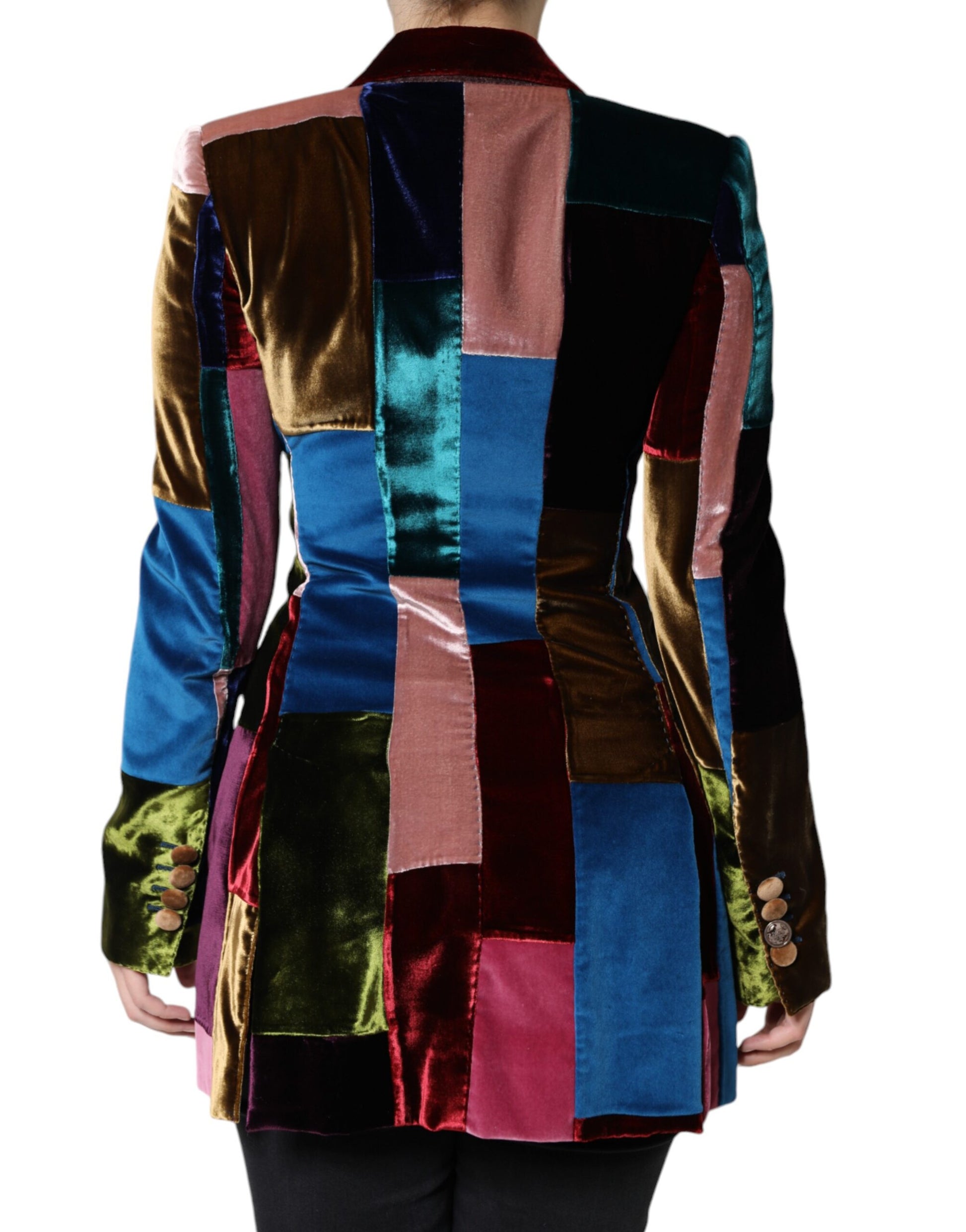 Dolce & Gabbana Multicolor Double Breasted Patchwork Blazer Jacket Dolce & Gabbana