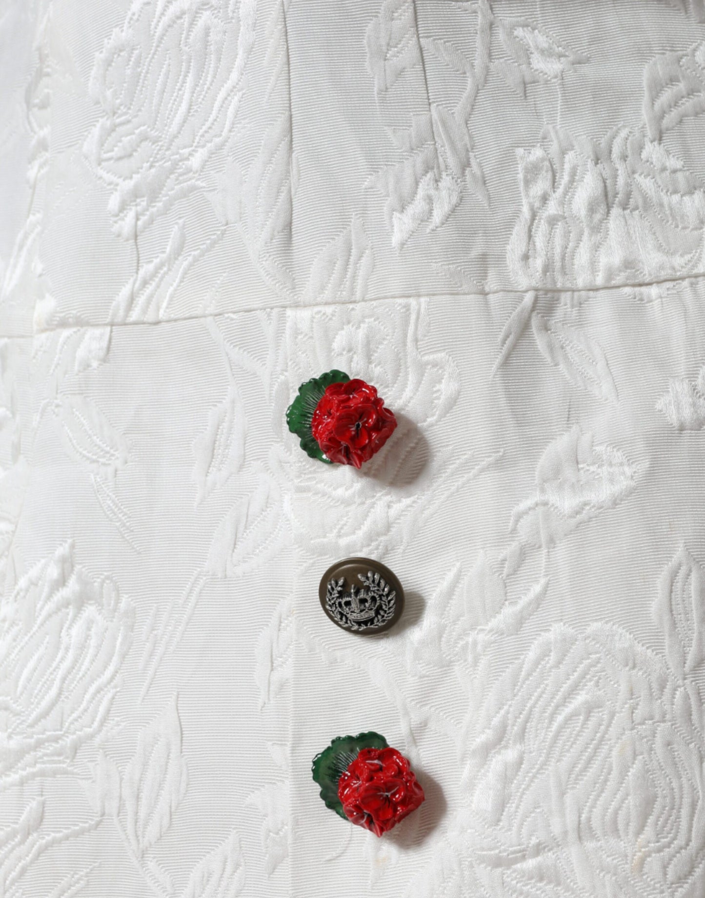 Dolce & Gabbana White Floral Brocade Embellished Mini Skirt Dolce & Gabbana