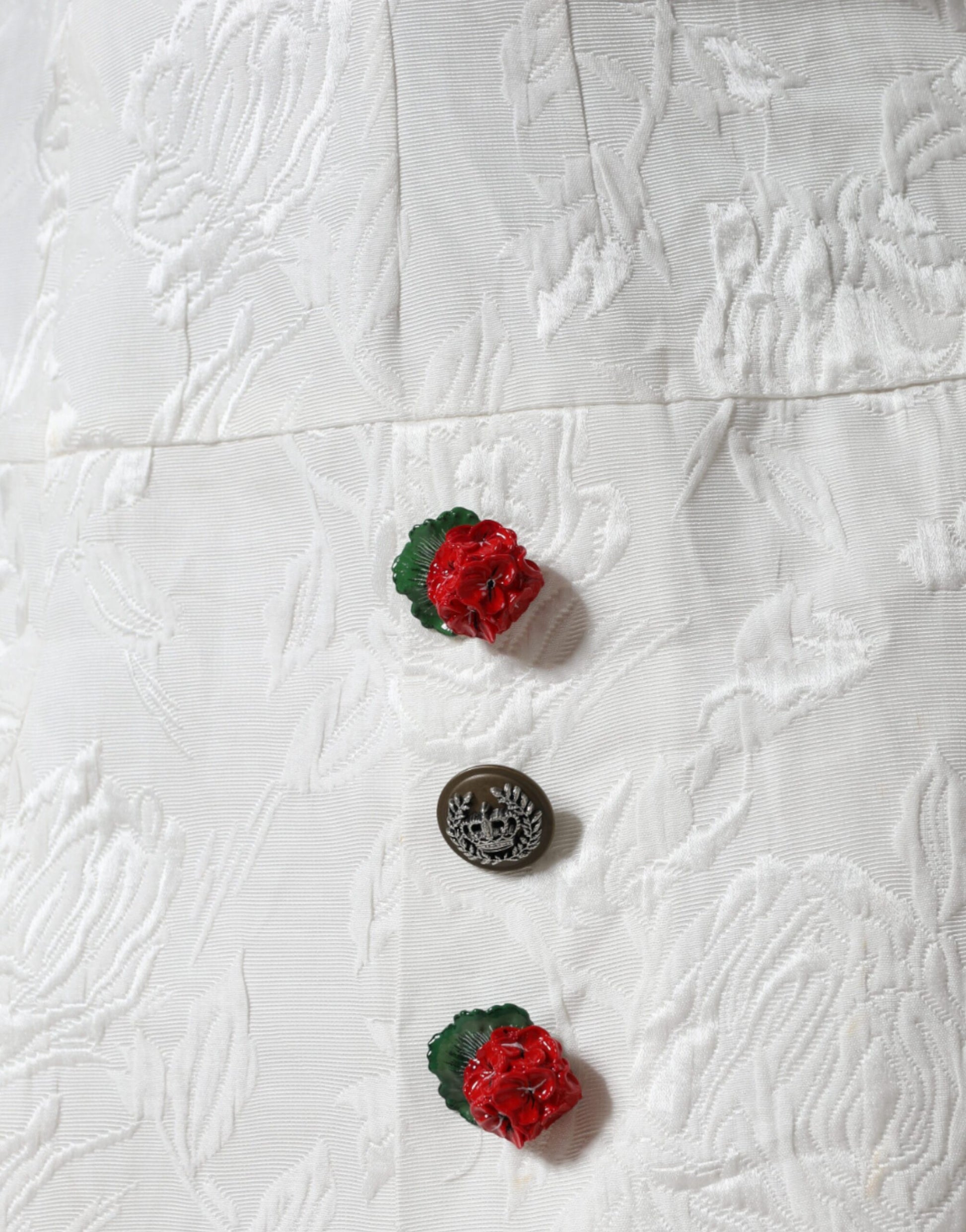 Dolce & Gabbana White Floral Brocade Embellished Mini Skirt Dolce & Gabbana