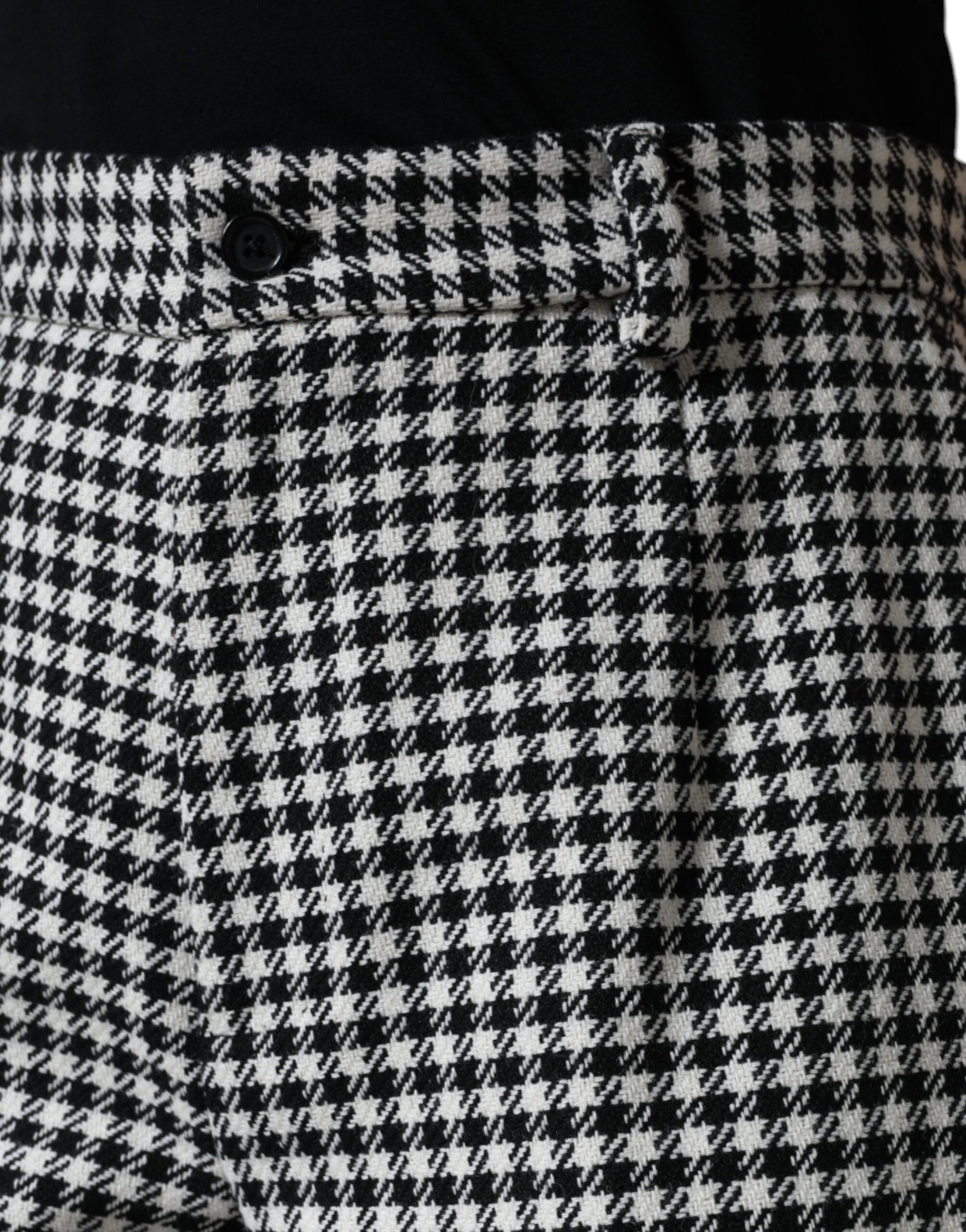 Dolce & Gabbana Black White Houndstooth Cropped Wide Leg Pants Dolce & Gabbana