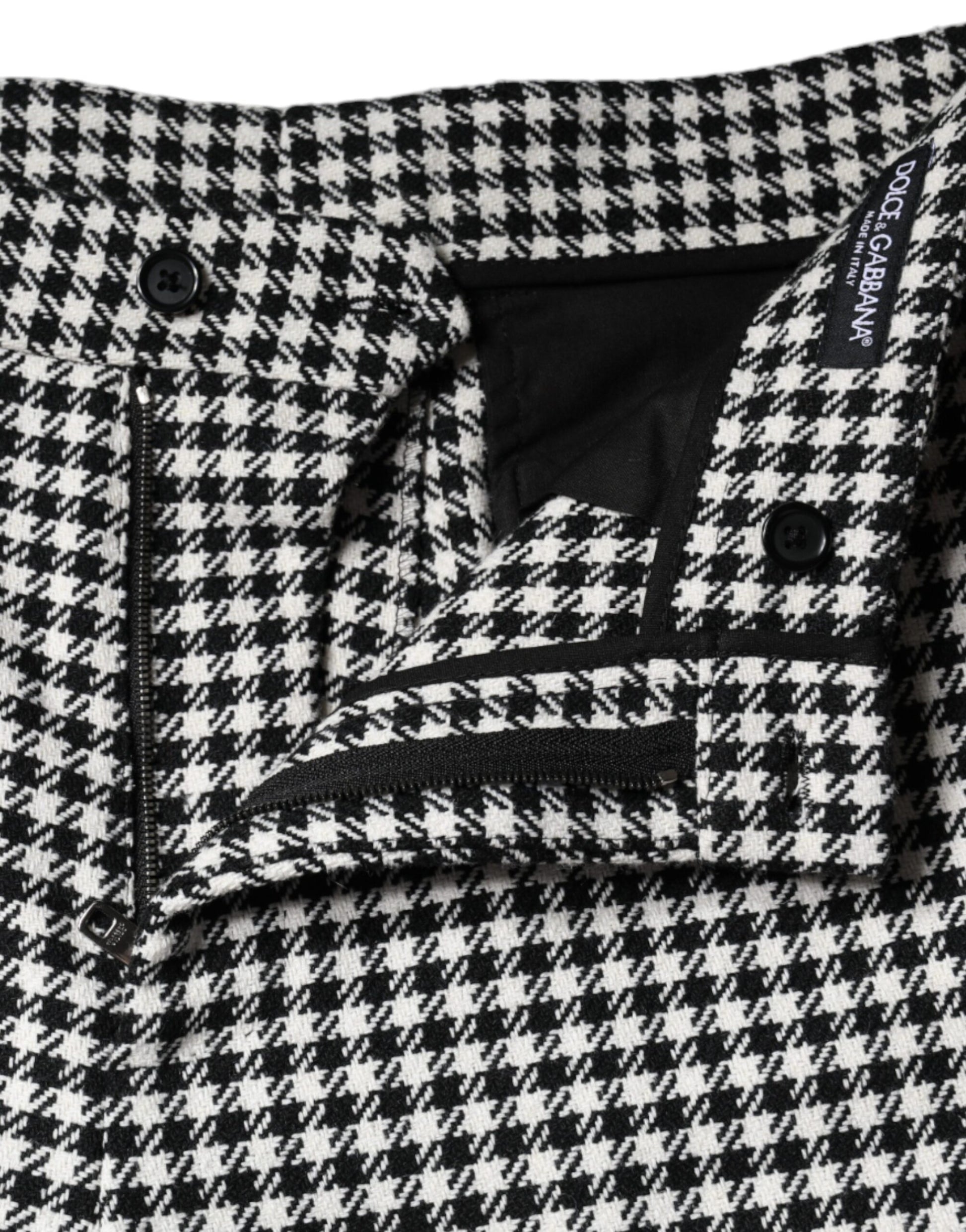 Dolce & Gabbana Black White Houndstooth Cropped Wide Leg Pants Dolce & Gabbana