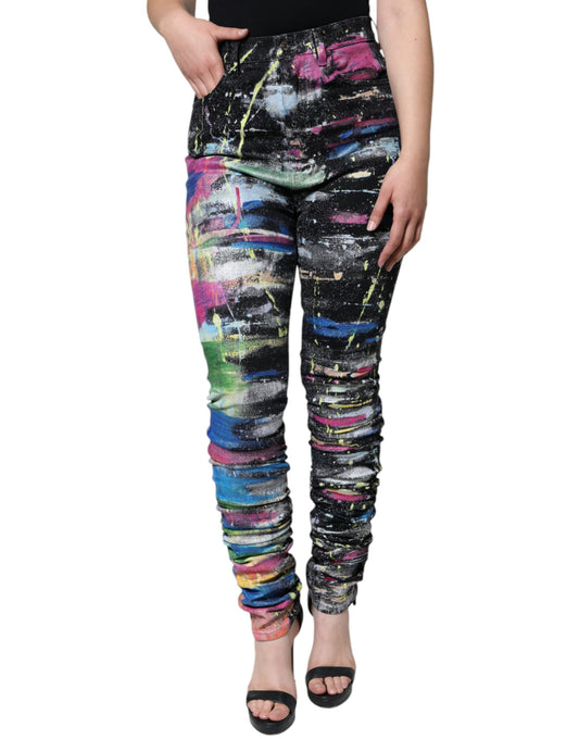 Dolce & Gabbana Multicolor Splatter Paint Cotton Skinny Denim Jeans Dolce & Gabbana